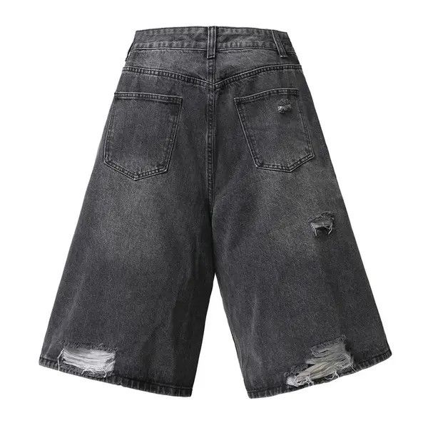 Japanese Brand Washed straight men's metal loose ripped denim shorts y2k Size US 32 / EU 48 - 2 Thumbnail