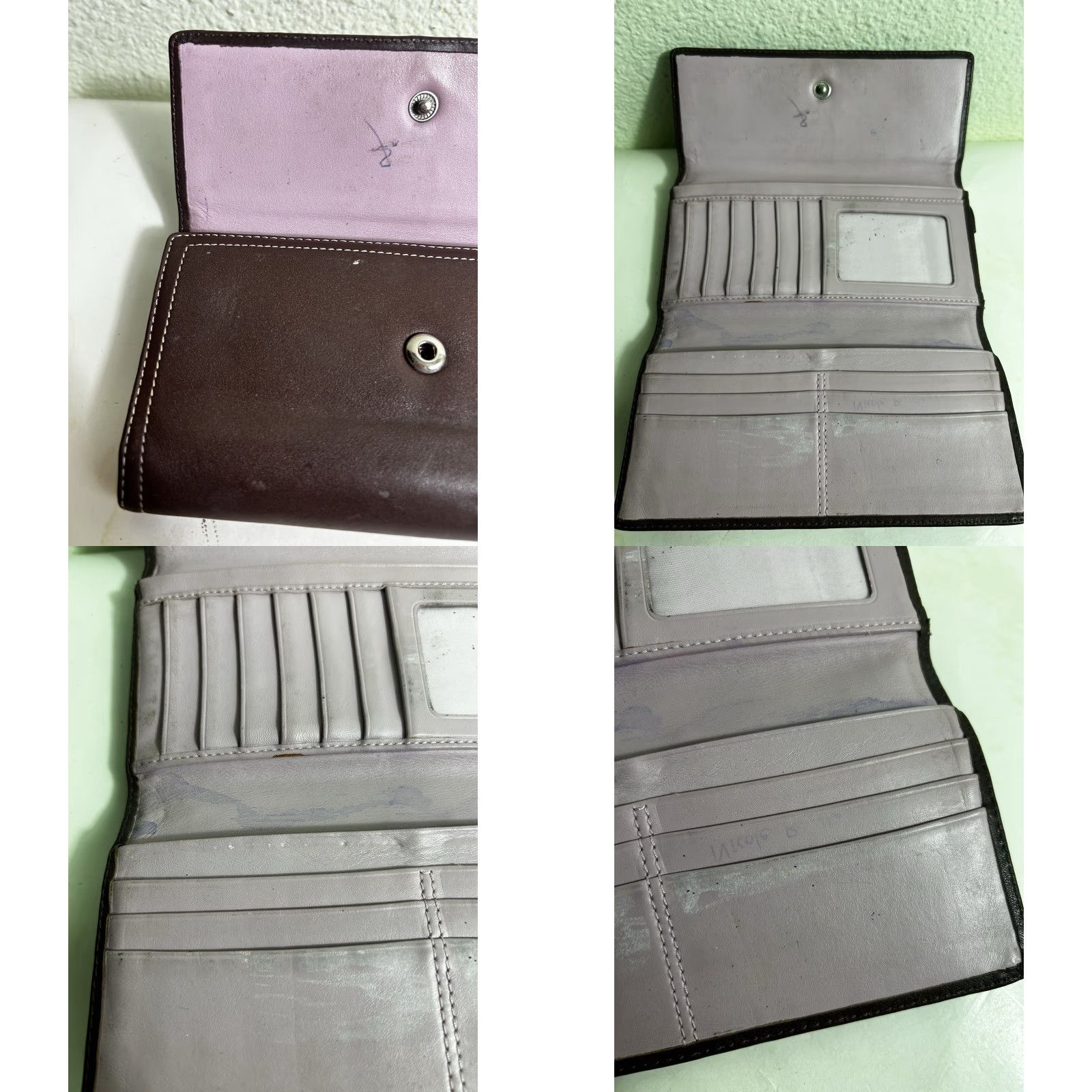 Coach Coach Wallet Brown Leather Bifold Clutch Button Snap 8x4 Women Stains Photos Size ONE SIZE - 9 Thumbnail