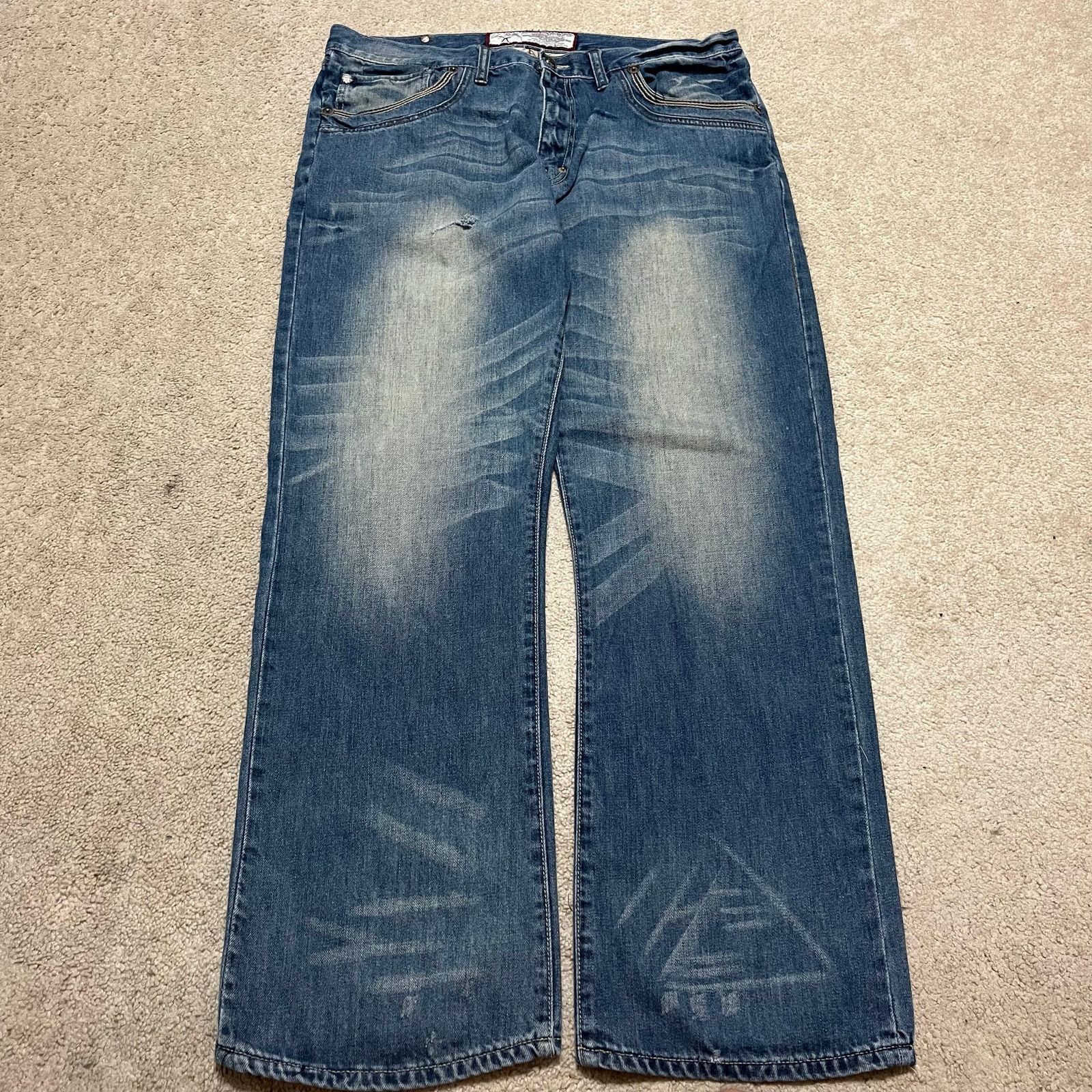 Artful Dodger Artful Dodger Y2K Baggy Skater Acid Washed Blue Jeans 38x33 Size US 38 / EU 54 - 2 Thumbnail
