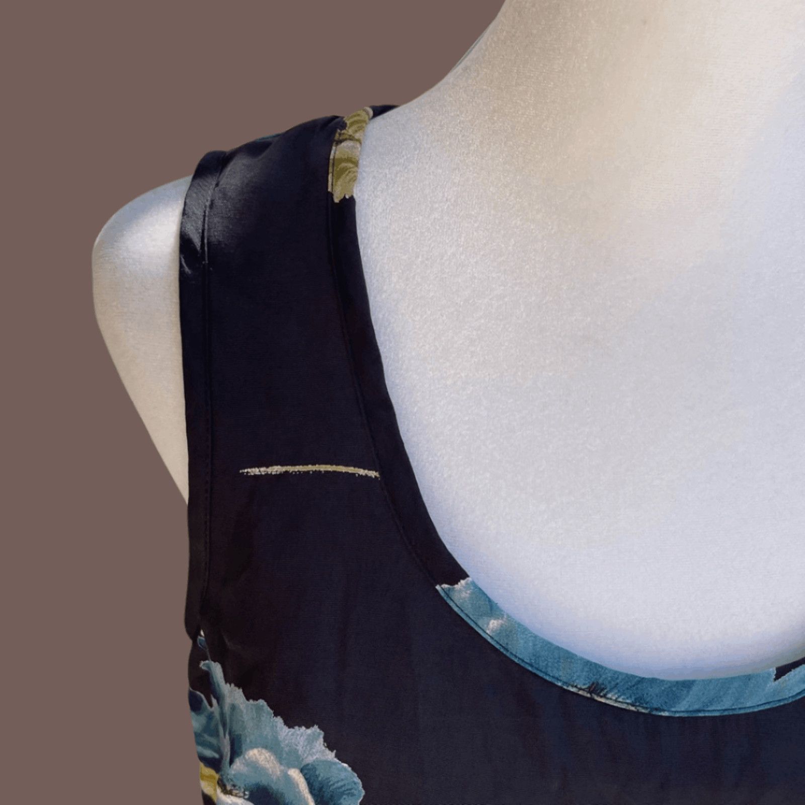 Vintage VTG Floral Midi Dress | Karen Kane Blue Scoop Neck Size S / US 4 / IT 40 - 3 Thumbnail