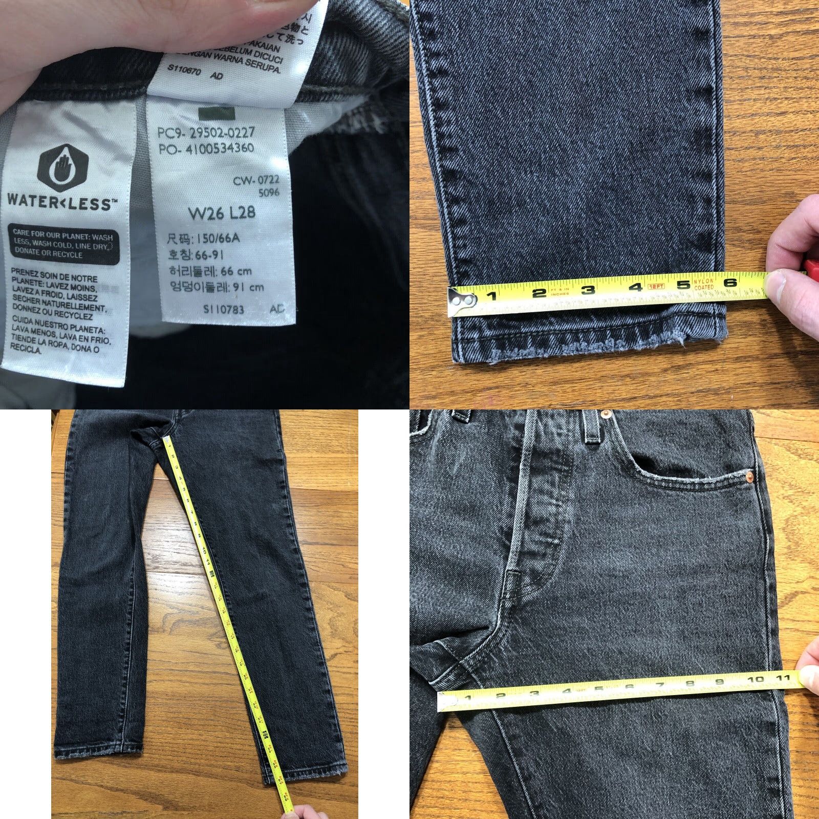 Levi's VINTAGE Levi's 501 Jeans Women Slim Black 26x27 Cotton Denim Medium Button Fly 5-Pocket USA 90s Mens Women Girls? Size 27" / US 4 / IT 40 - 8 Thumbnail