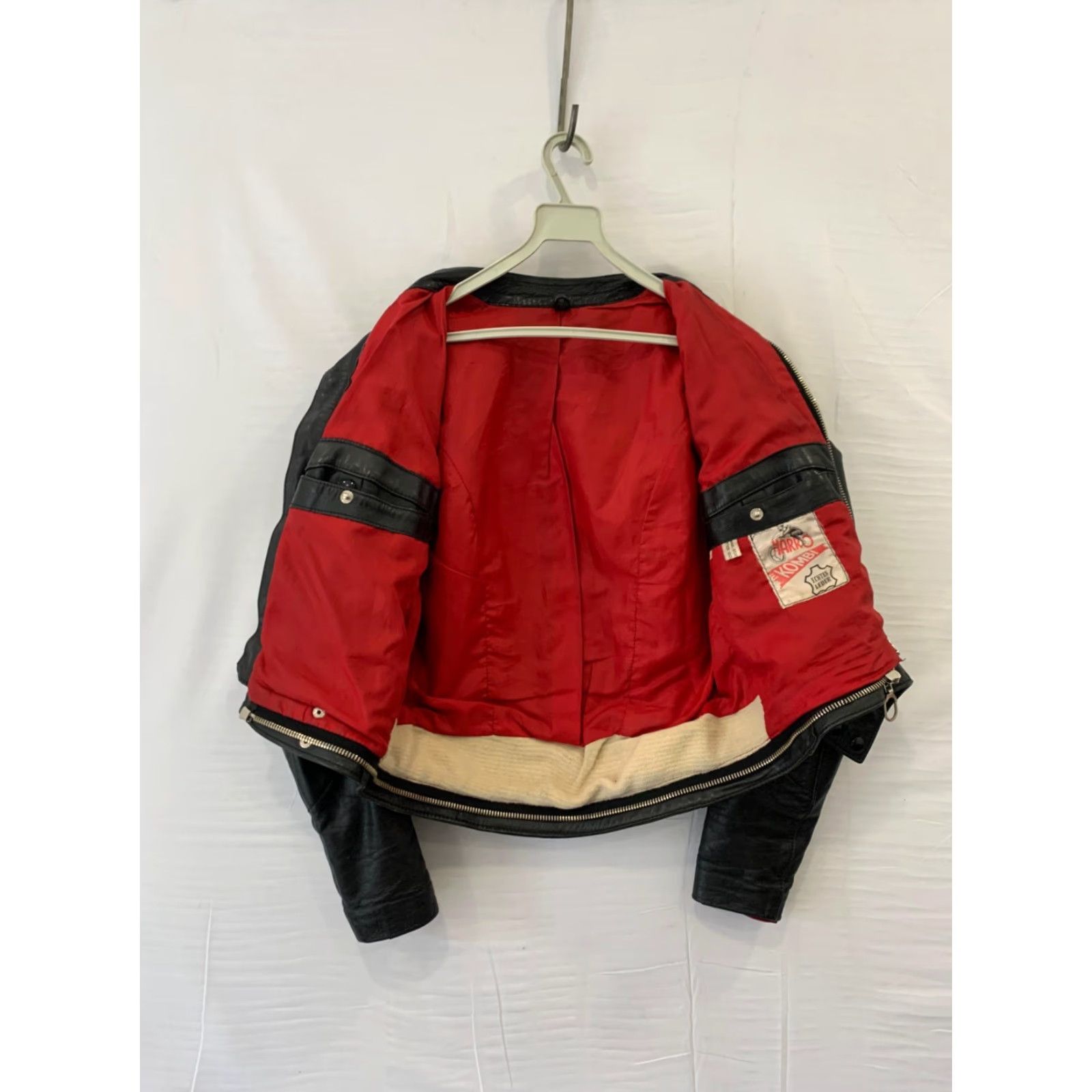 Harrods VINTAGE Harro Kombi Motorcycle Jacket Men M Leather Black Red Lining Cafe Racer #151 Size US M / EU 48-50 / 2 - 6 Thumbnail