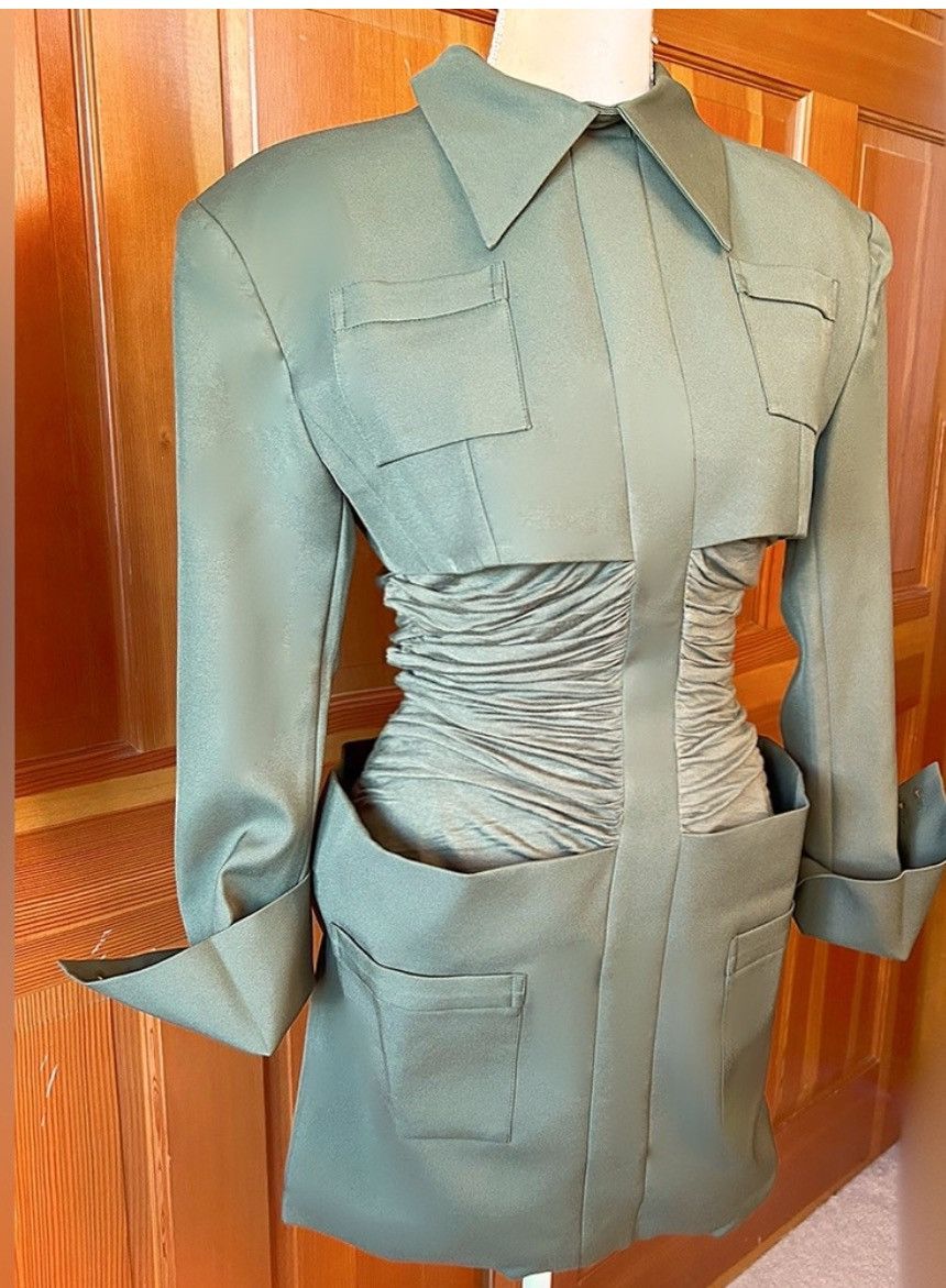 Designer × Other NWT, Lavishly Paris Designer Army Cape Designer Mini Dress. Size M / US 6-8 / IT 42-44 - 6 Thumbnail