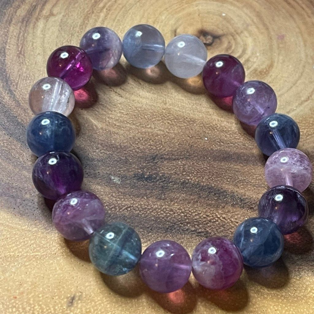 Other Fluorite bracelet striped layers rainbow colors stretch 12mm Size ONE SIZE - 3 Thumbnail