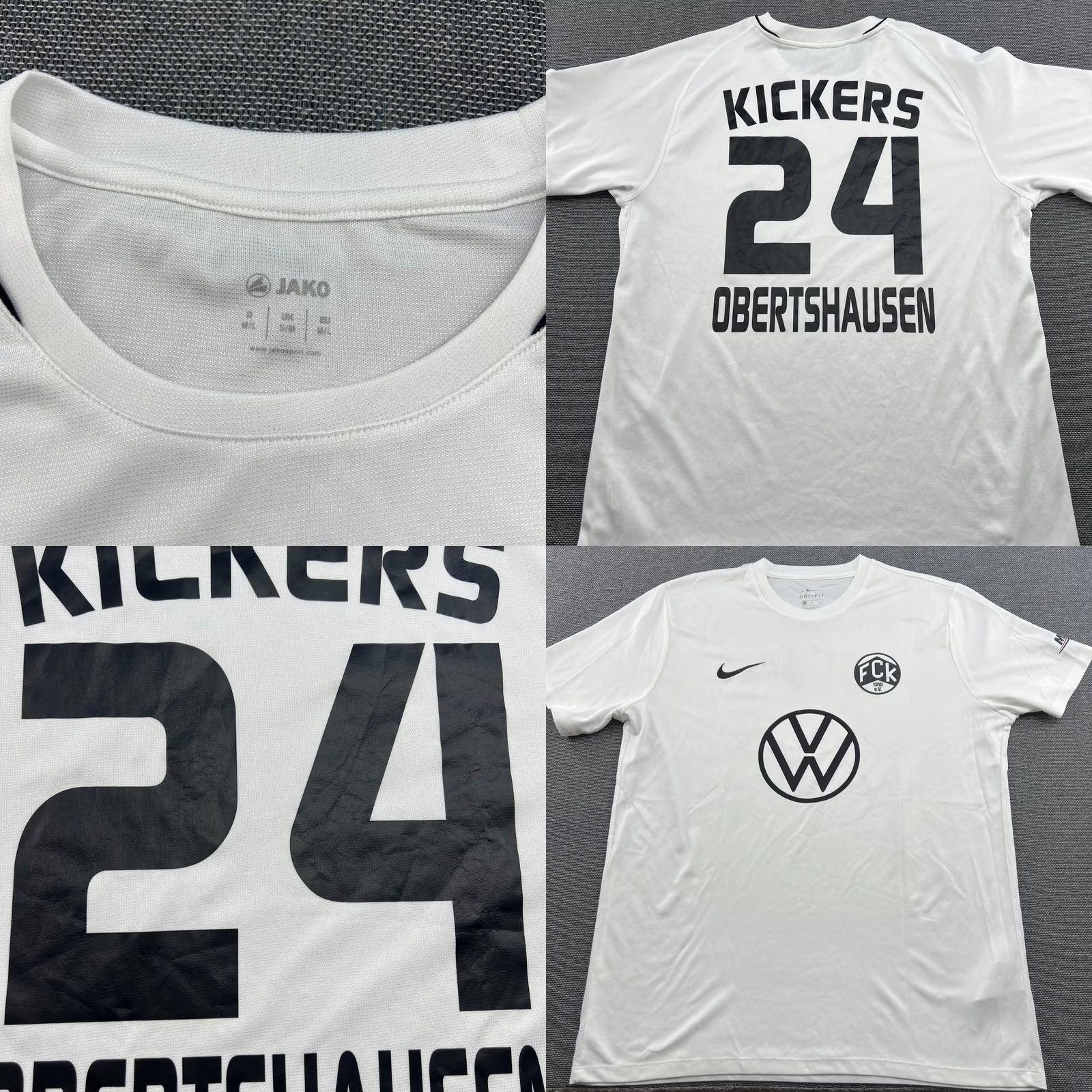 Nike VINTAGE Nike Football Jersey Mens Jako Training White 3x FC Kickers Obertshausen Short Sleeve XS? (Note: cannot determine size beyond L in original) Size US L / EU 52-54 / 3 - 8 Thumbnail