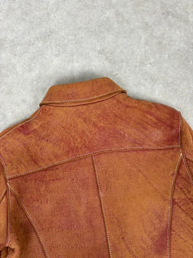 Dolce & Gabbana 1990s Dolce & Gabbana Red Eroded Trucker Leather Jacket Size M / US 6-8 / IT 42-44 - 6 Thumbnail
