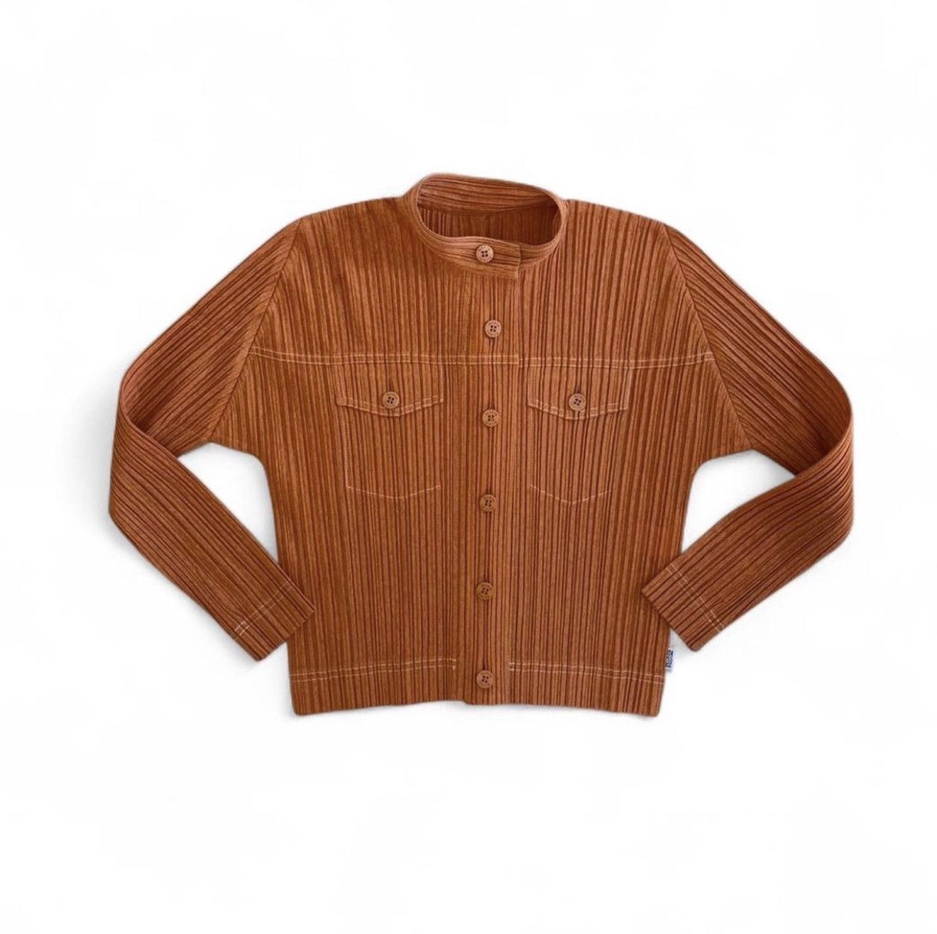 Issey Miyake Pleats Please Issey Miyake Pleated Cardigan Jacket Rust Size M / US 6-8 / IT 42-44 - 2 Thumbnail