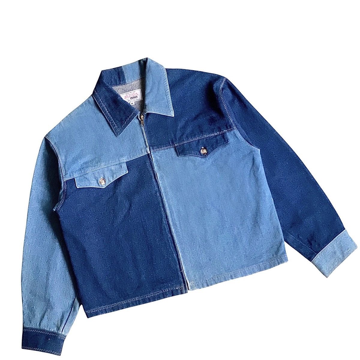 Japanese Brand A.T.LTD. two tone cropped trucker denim jacket indigo blue Size US M / EU 48-50 / 2 - 3 Thumbnail