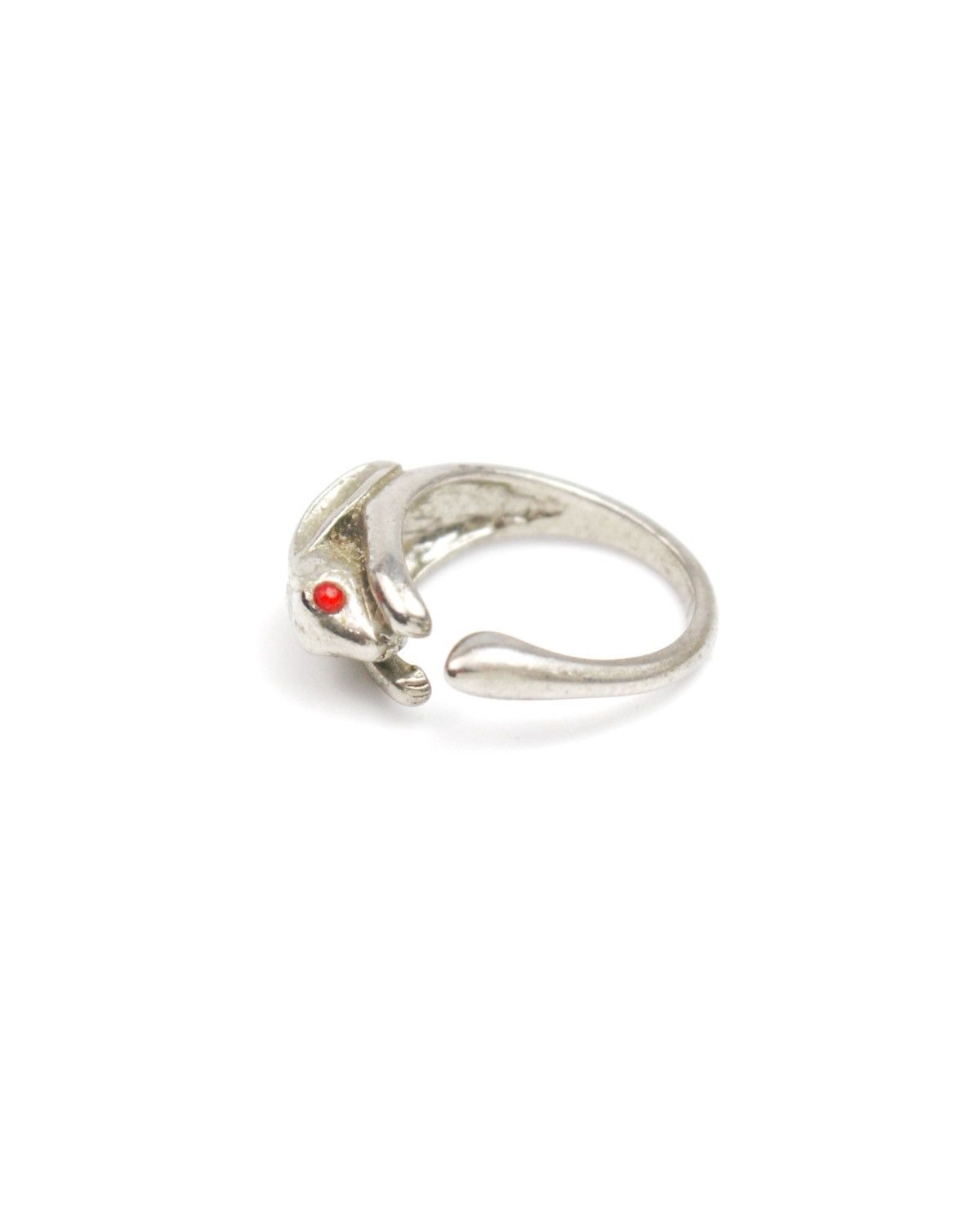 Vintage 2000S JAPANESE MADE SILVER-TONE RED EYE RABBIT RING Size ONE SIZE - 1 Thumbnail