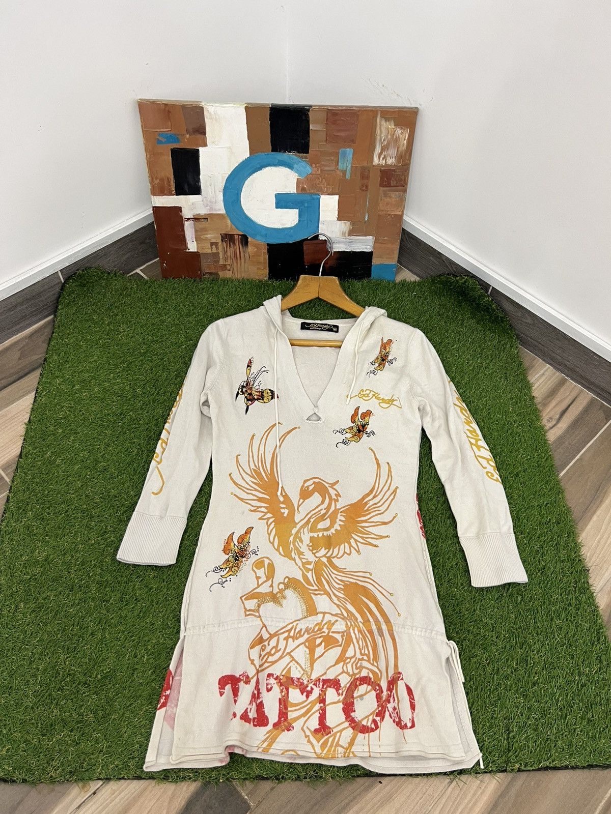 Ed Hardy ED HARDY HOODED Y2k FULL PRINTED MINI DRESS | Grailed