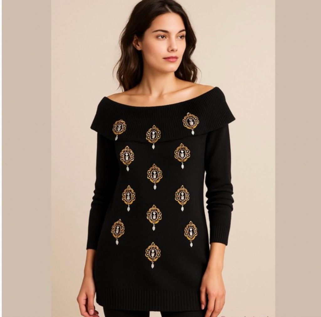 Other × Vintage Vintage Black Silk Angora Pearl Embellished Sweater Size S Size S / US 4 / IT 40 - 1 Thumbnail