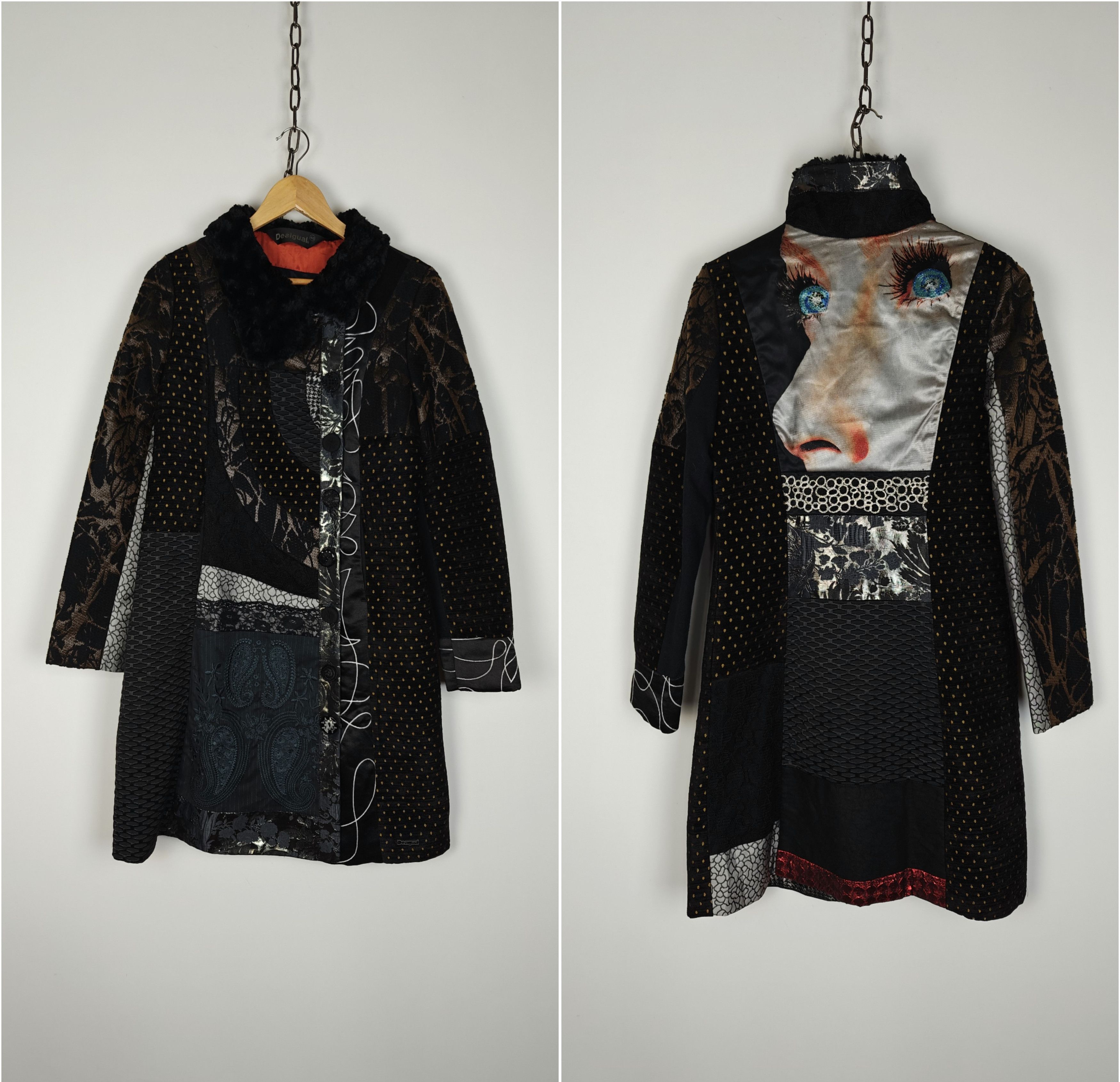 Desigual Desigual Coat Jacket Multicolor Eyes Design size 40 Size M / US 6-8 / IT 42-44 - 1 Thumbnail