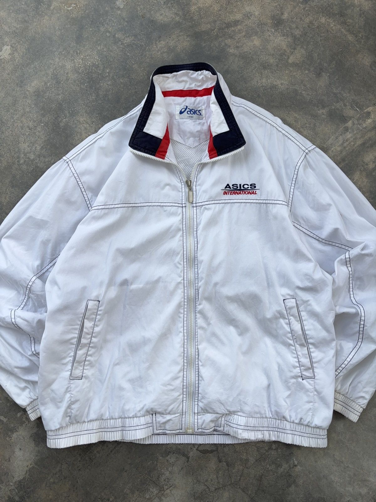 Asics Asics International Vintage White Windbreaker Jacket Size US XL / EU 56 / 4 - 2 Thumbnail