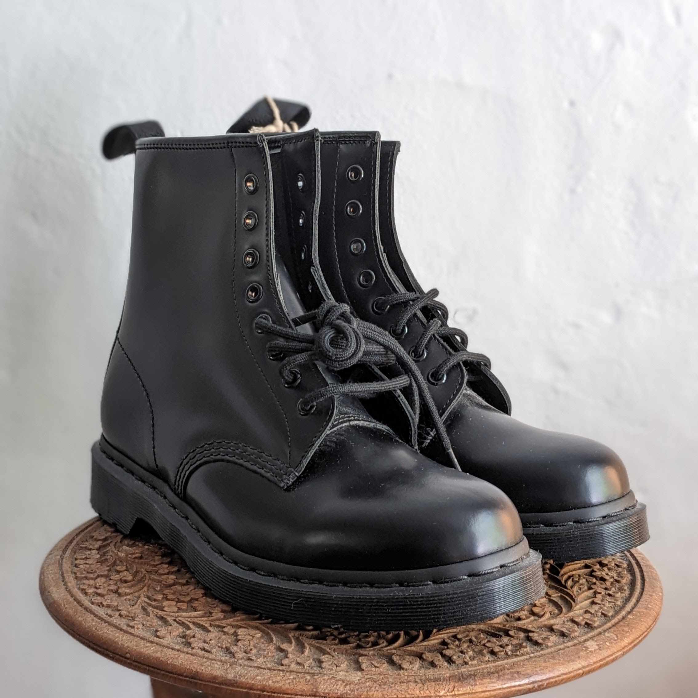 image of Dr Martens 1460 Mono Black Smooth Leather Shoes, Men's (Size 10)