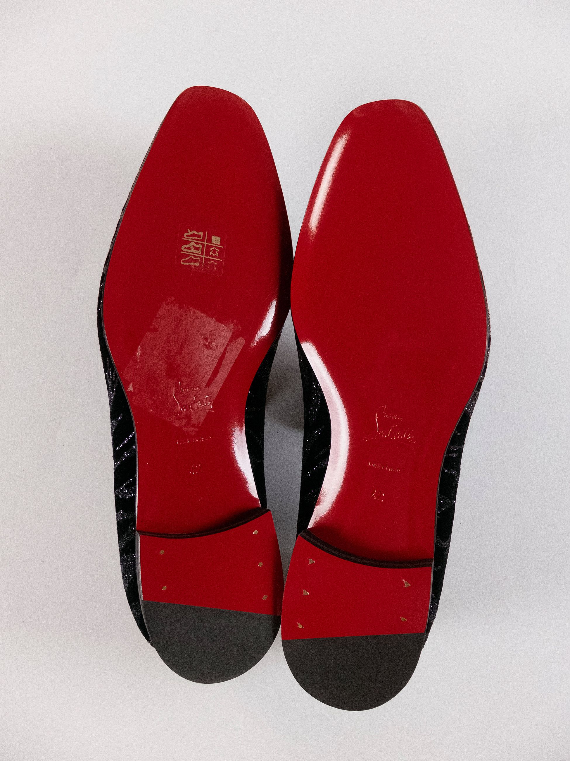 Christian Louboutin CHRISTIAN LOUBOUTIN Dandy Chick black velvet loafers glitter Size US 9 / EU 42 - 8 Thumbnail