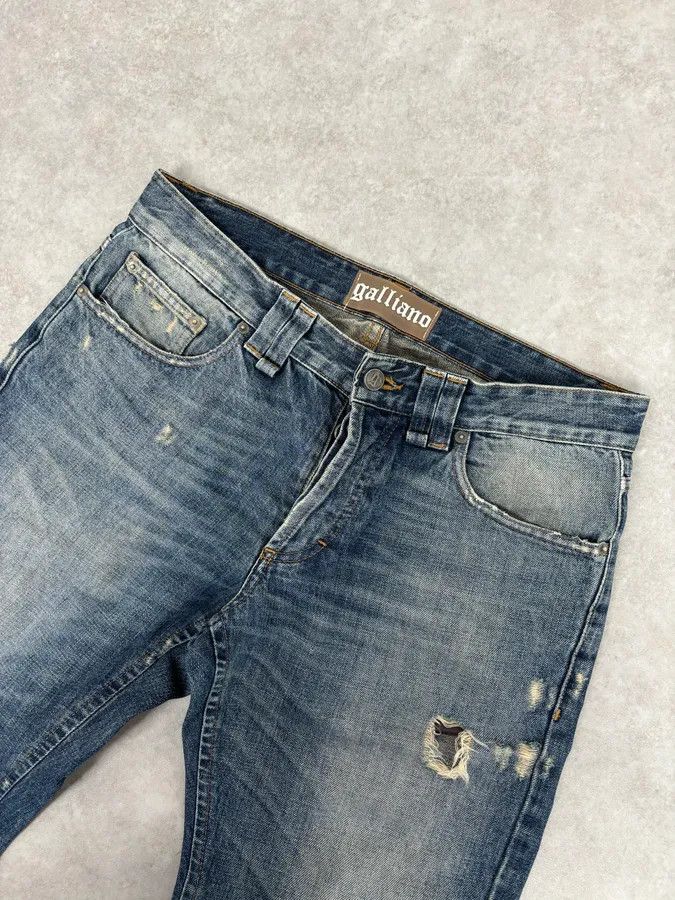 John Galliano AW2011 John Galliano Blue Distressed Denim Jeans Size US 31 - 6 Thumbnail