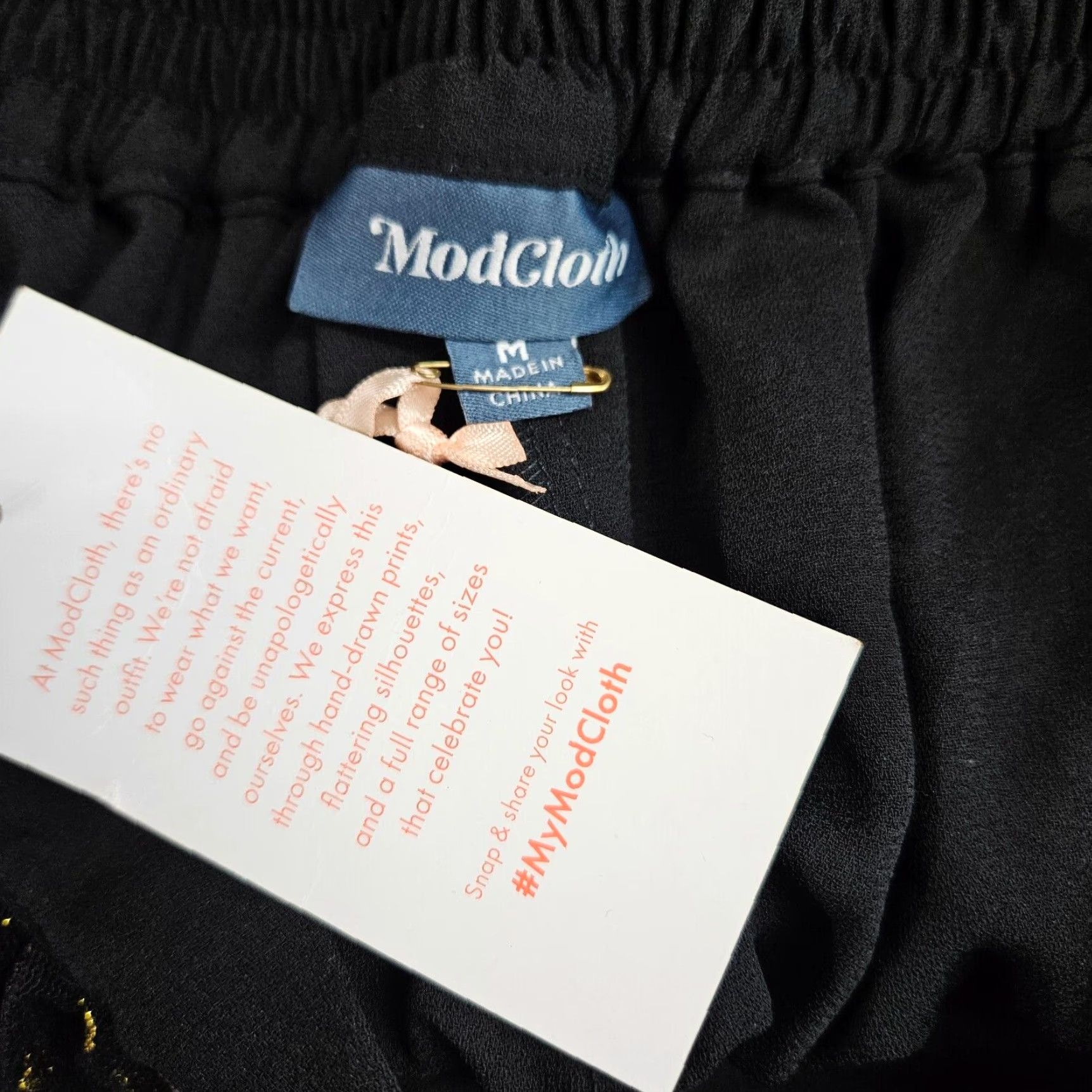 Vintage Modcloth Womens Skirt Polka Dot Black Gold Mini Pull On M Satin Polyester Short 90s Womens Size 32" / US 10 / IT 46 - 4 Thumbnail