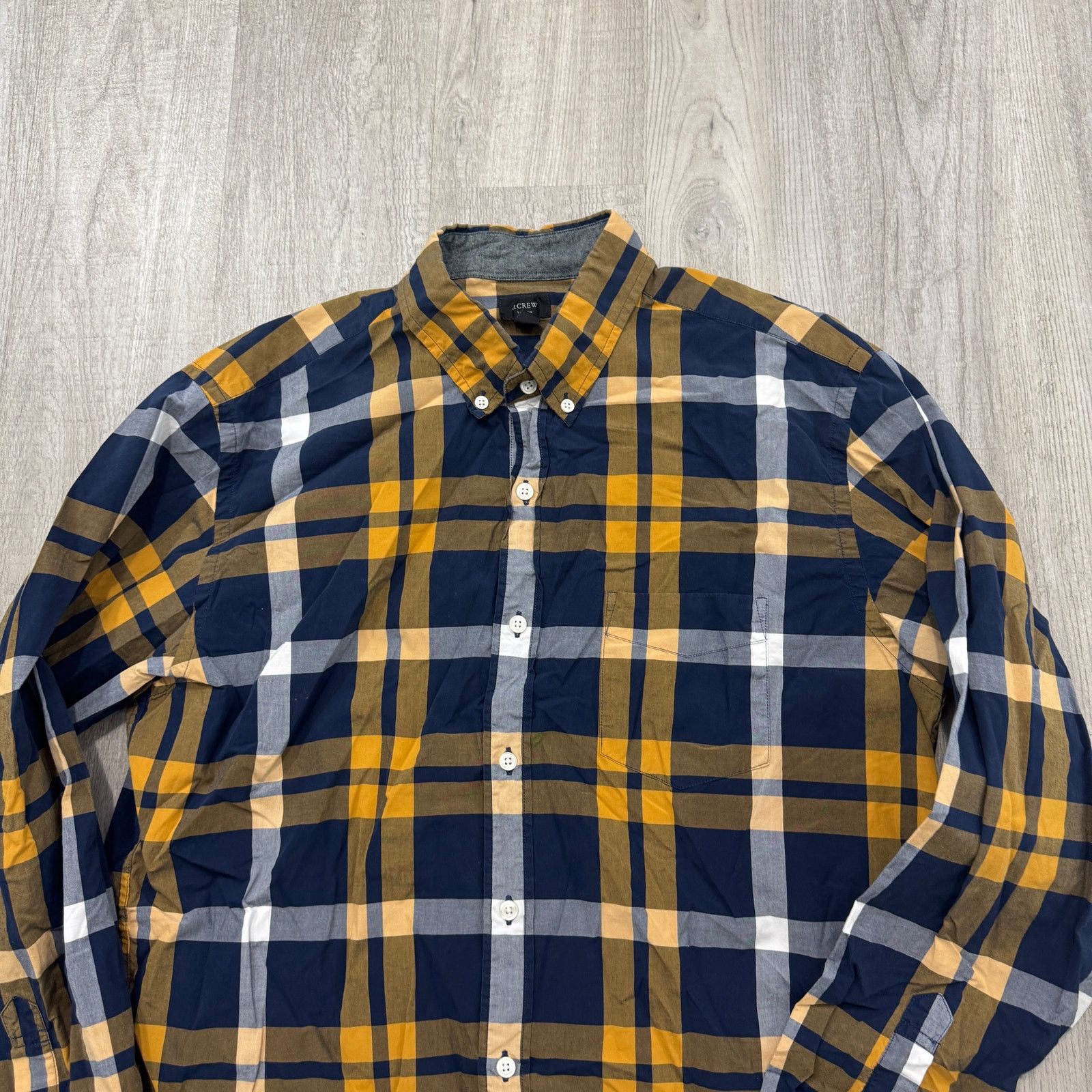 J.Crew J Crew Shirt Men's Large Blue Orange Tartan Plaid Check Size US L / EU 52-54 / 3 - 2 Thumbnail