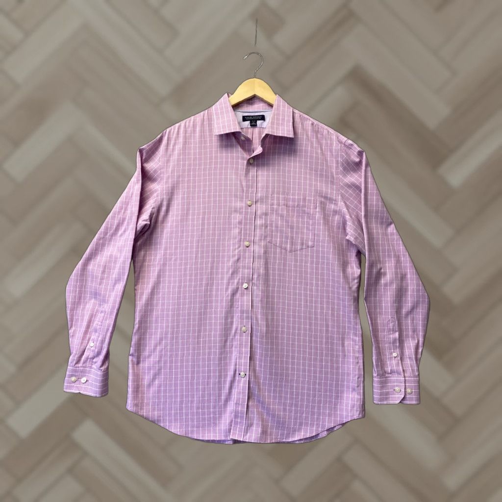 Banana Republic BANANA REPUBLIC Shirt Cotton Pink Plaid L Mens Regular Button Spread Collar All Seasons Size US L / EU 52-54 / 3 - 1 Thumbnail