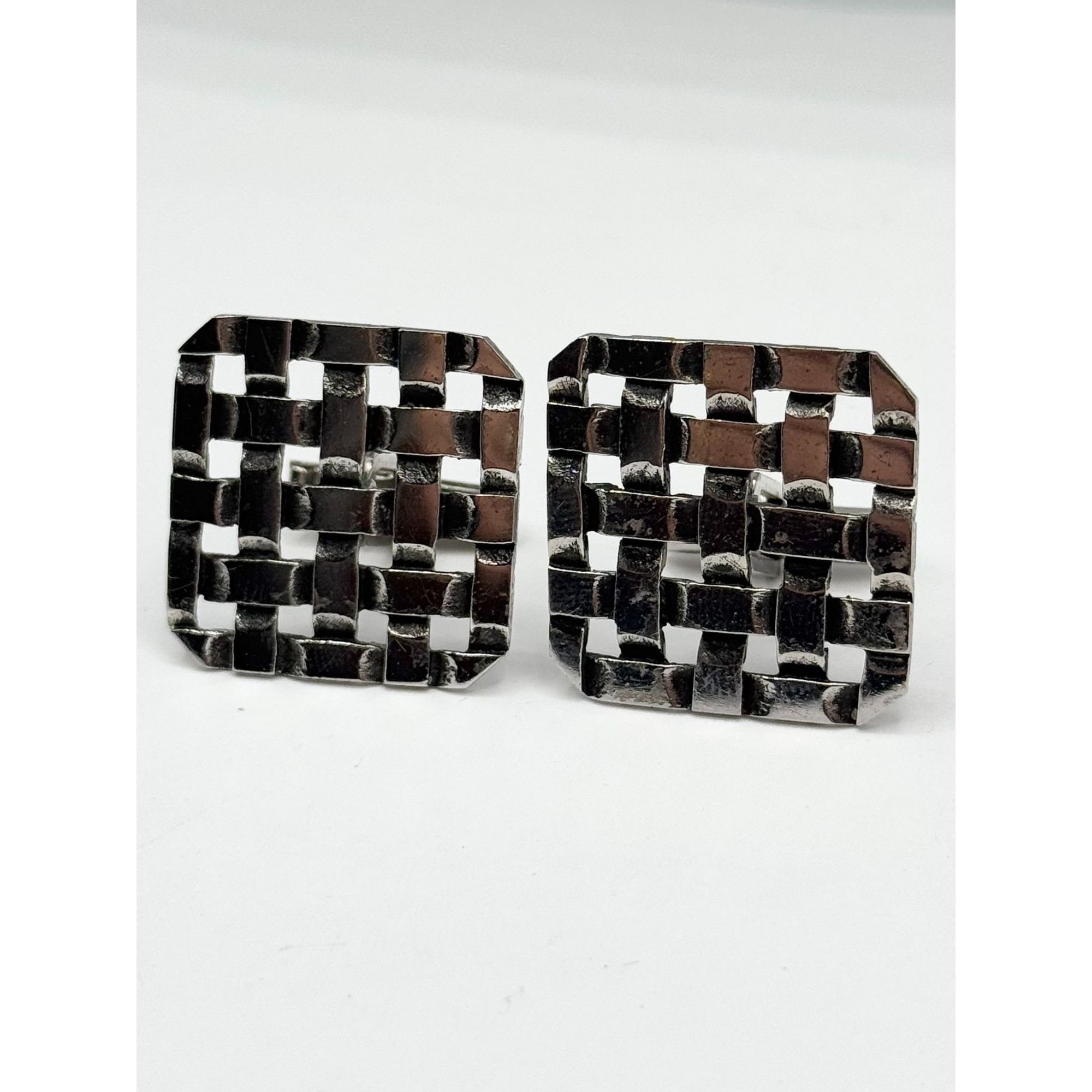 Vintage Vintage Sterling Silver woven basket weave unisex cuff links Size ONE SIZE - 2 Thumbnail