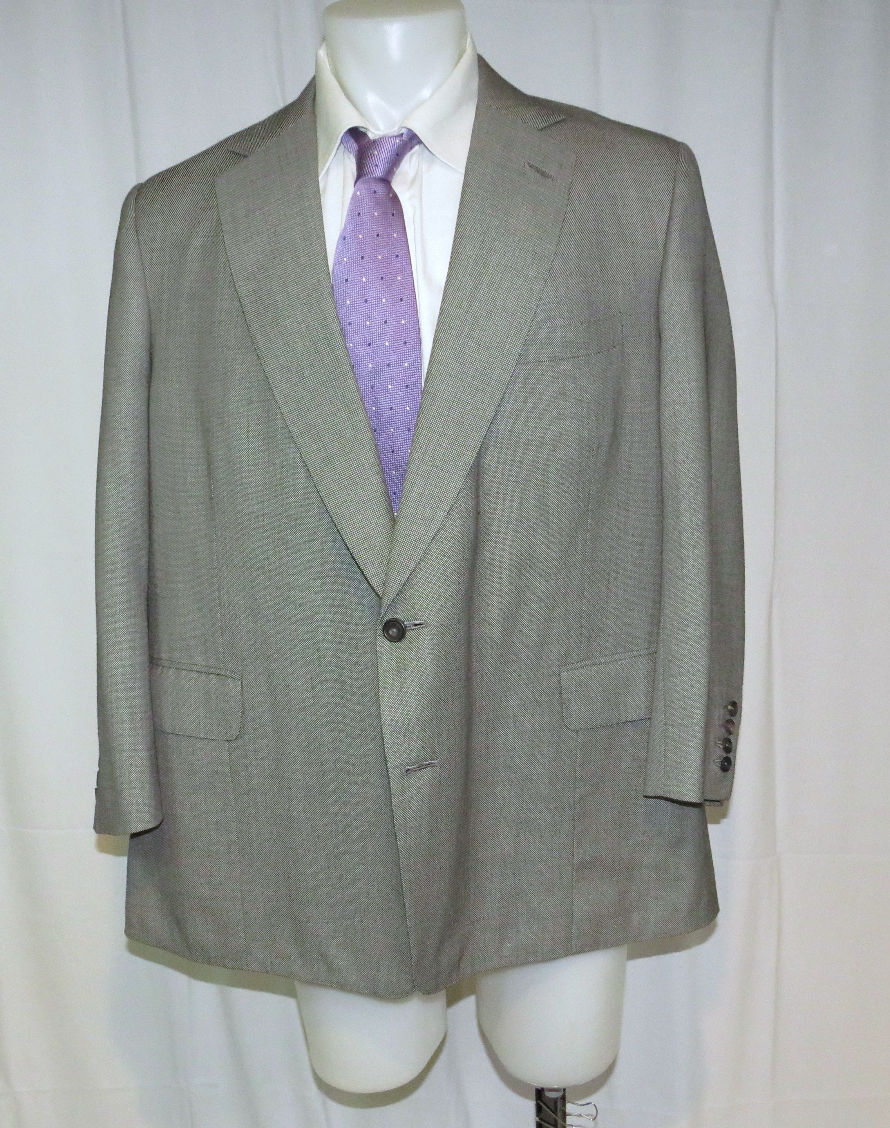 Henry Poole × Savile Row Bespoke Gray Birdseye Two Button Sport Coat Size 46R - 1 Thumbnail