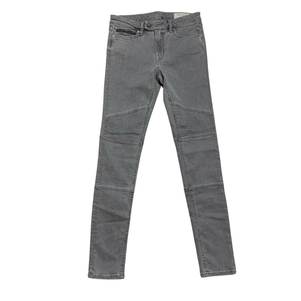 Allsaints New All Saints Biker Skinny Pale Grey Jeans Size 27 Size 27" / US 4 / IT 40 - 2 Thumbnail