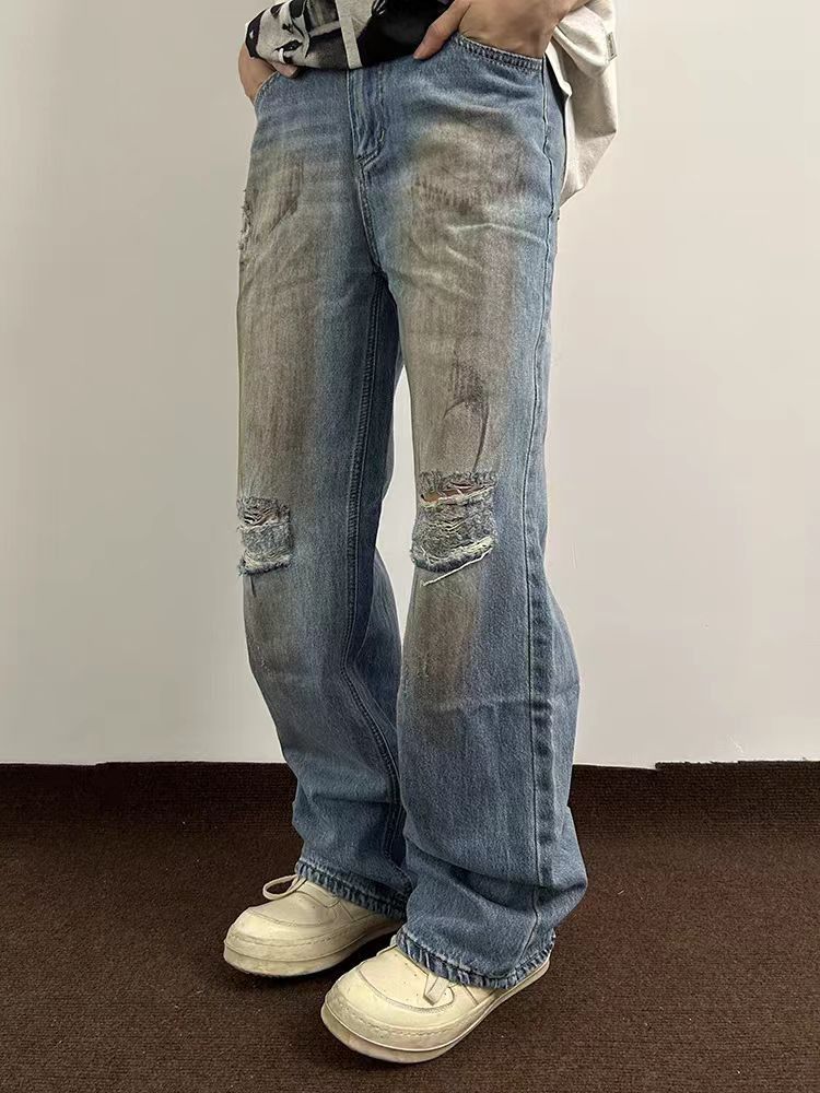 Japanese Brand × Jean Street Hip Hop Dirty Dye Ripped Vintage Y2K Jeans Size US 30 / EU 46 - 2 Thumbnail