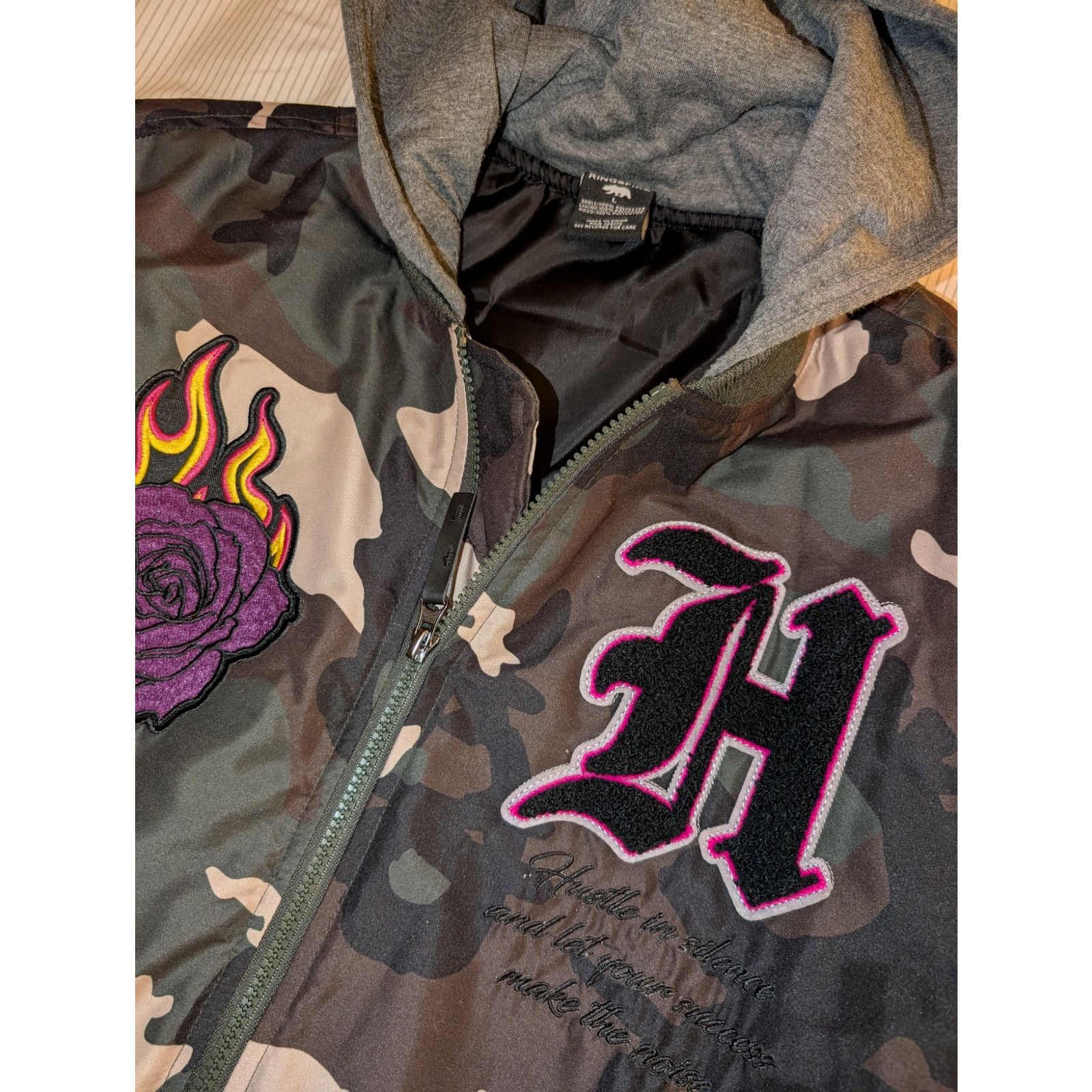 Ring Of Fire Ring of Fire Camo Fleece Hooded Bomber Jacket Size Large Size US L / EU 52-54 / 3 - 2 Thumbnail