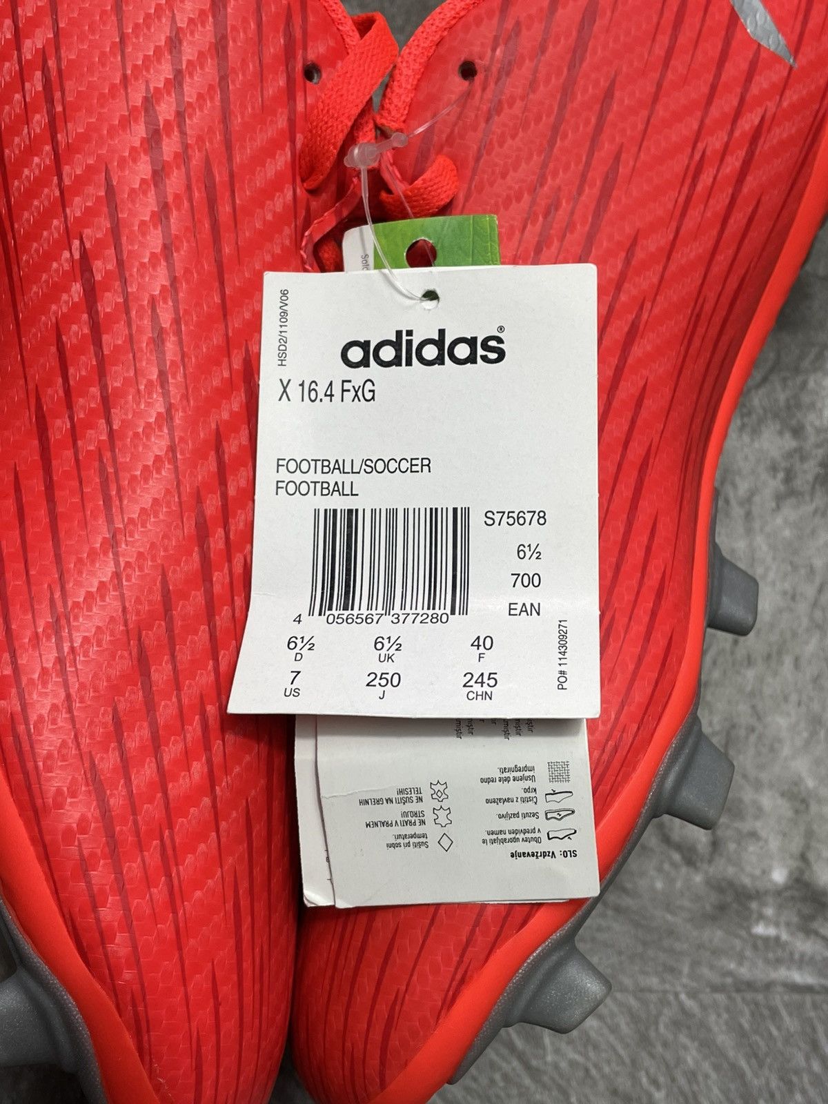 Adidas AdidasX 16.4 FxG Soccer Cleats Solar Red Silver Men’s Size US 7 / EU 40 - 11 Thumbnail