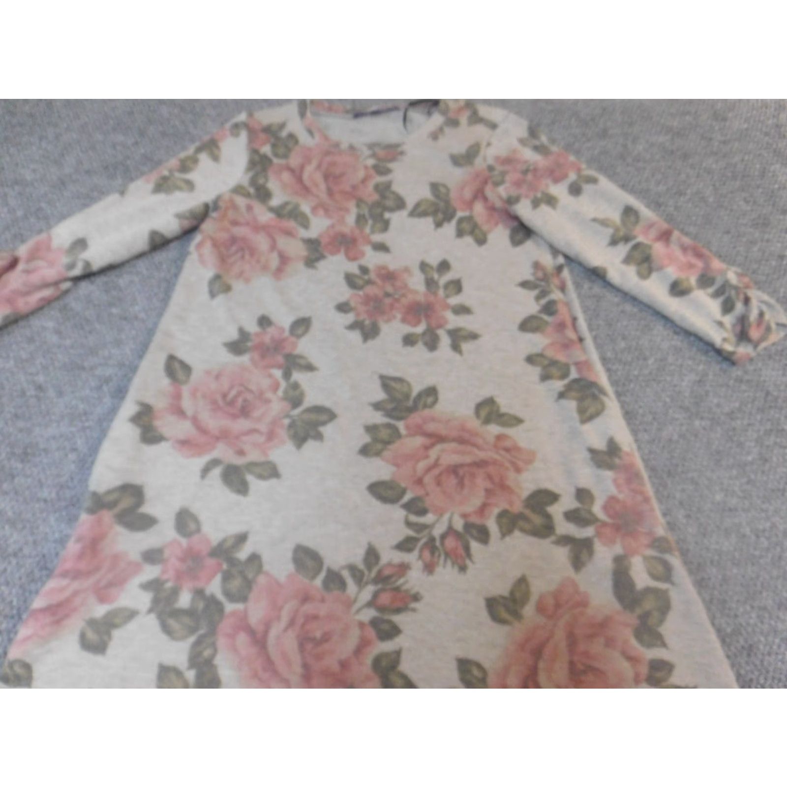 Apt. 9 Apt 9 Womens Dress M Floral A-Line Stretch Knit Nylon Long Puff Sleeve Mock Neck Crochet Pullover Casual Winter Blue Size M / US 6-8 / IT 42-44 - 2 Thumbnail