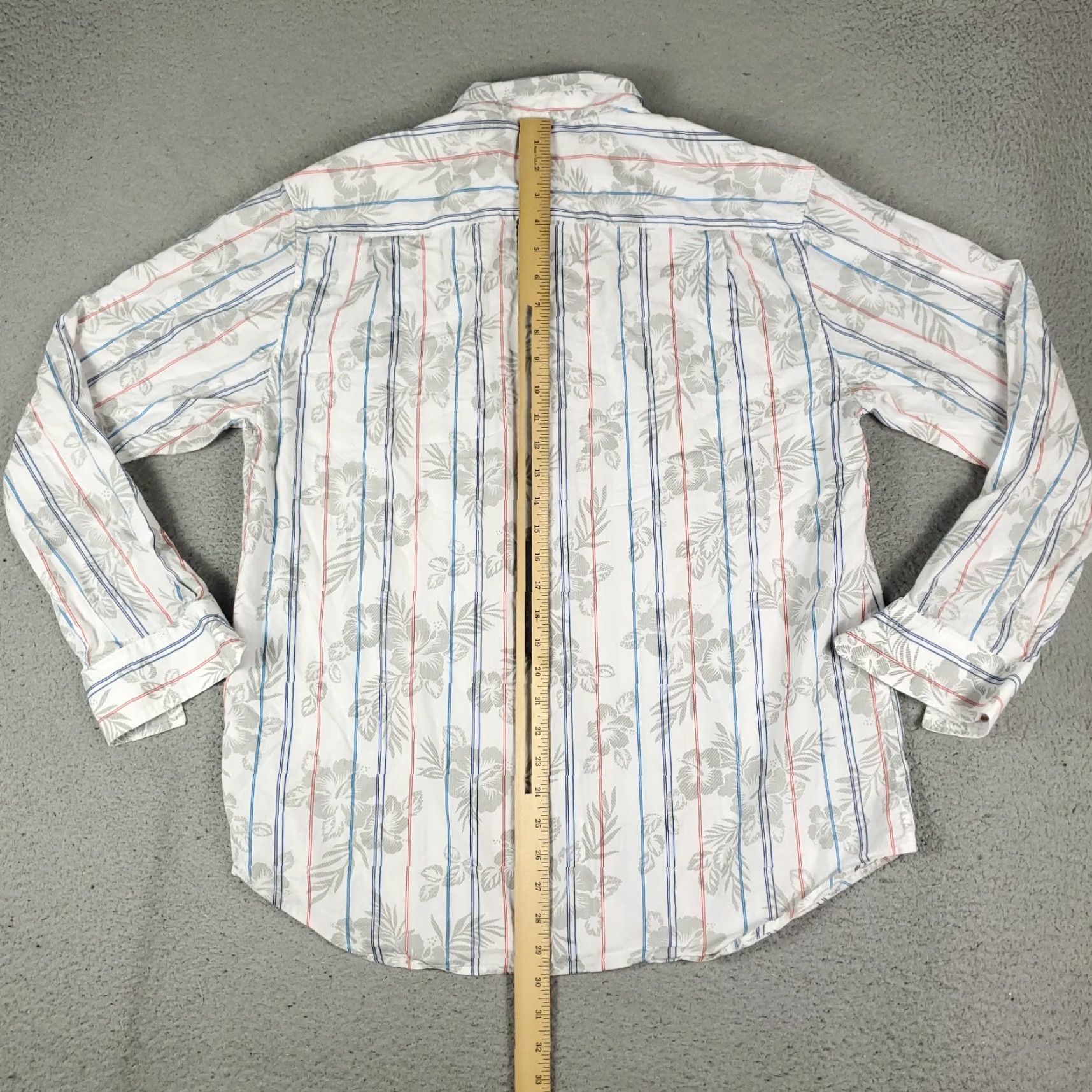 Tommy Bahama Tommy Bahama Shirt Mens Large Gray Floral Striped Cotton Button Up Long Sleeve Size US L / EU 52-54 / 3 - 3 Thumbnail