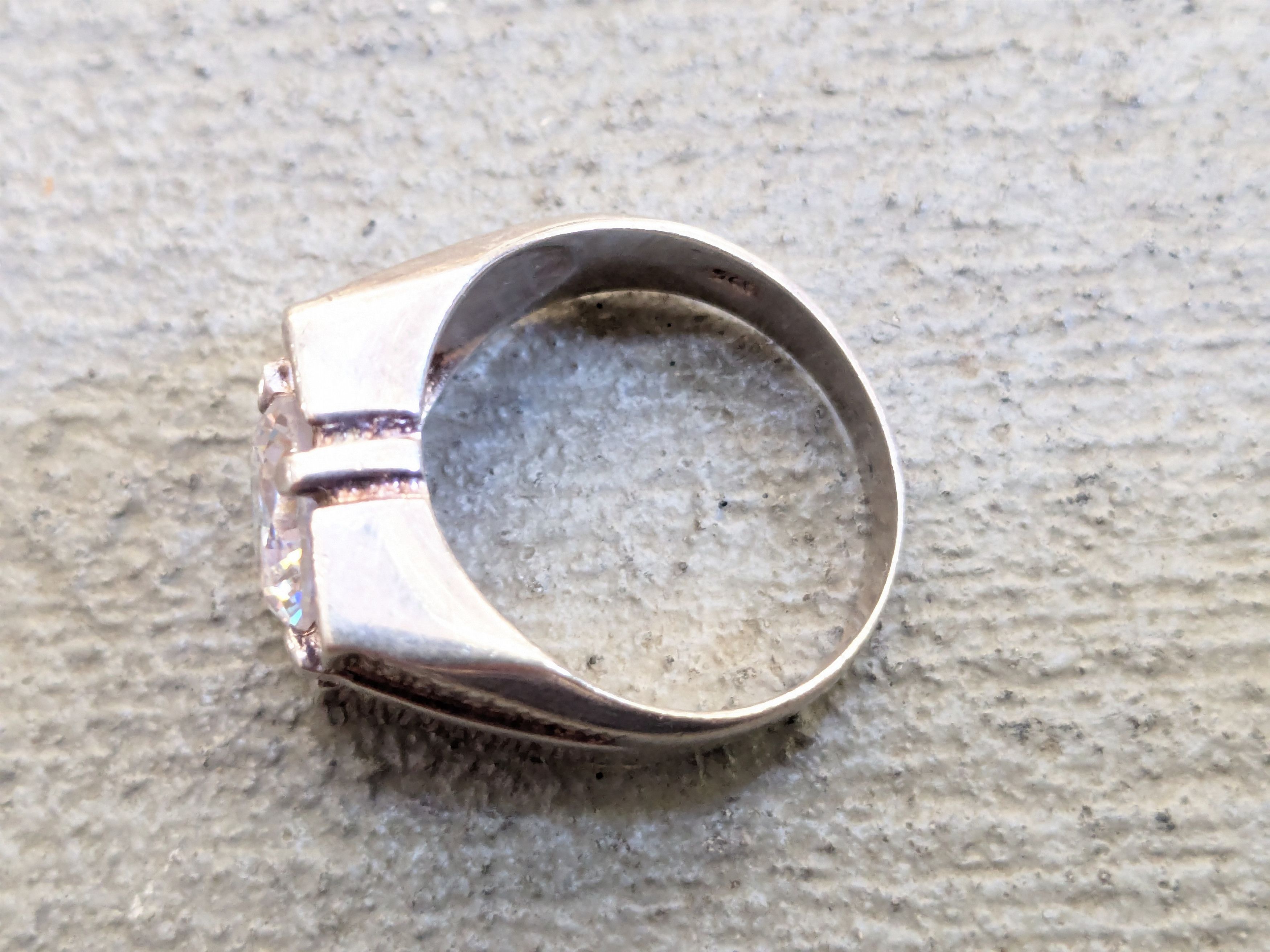 Vintage Vintage Sterling Silver Ring CZ 11 Round Modern Abstract Size ONE SIZE - 7 Thumbnail