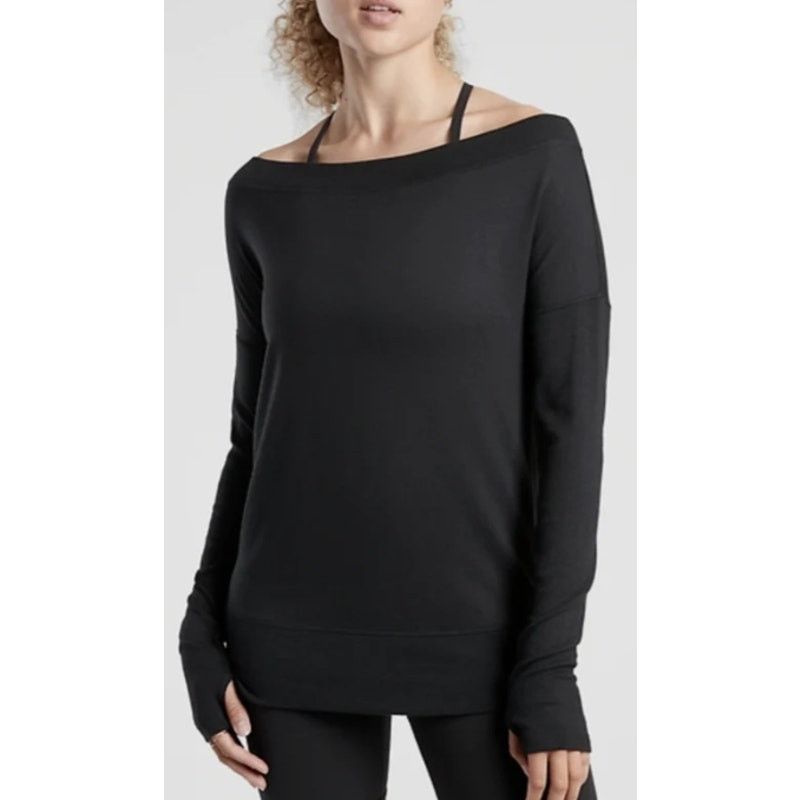 Athleta Athleta Black Long Sleeve Beyond Soft Barre Sweatshirt Size XS / US 0-2 / IT 36-38 - 1 Thumbnail
