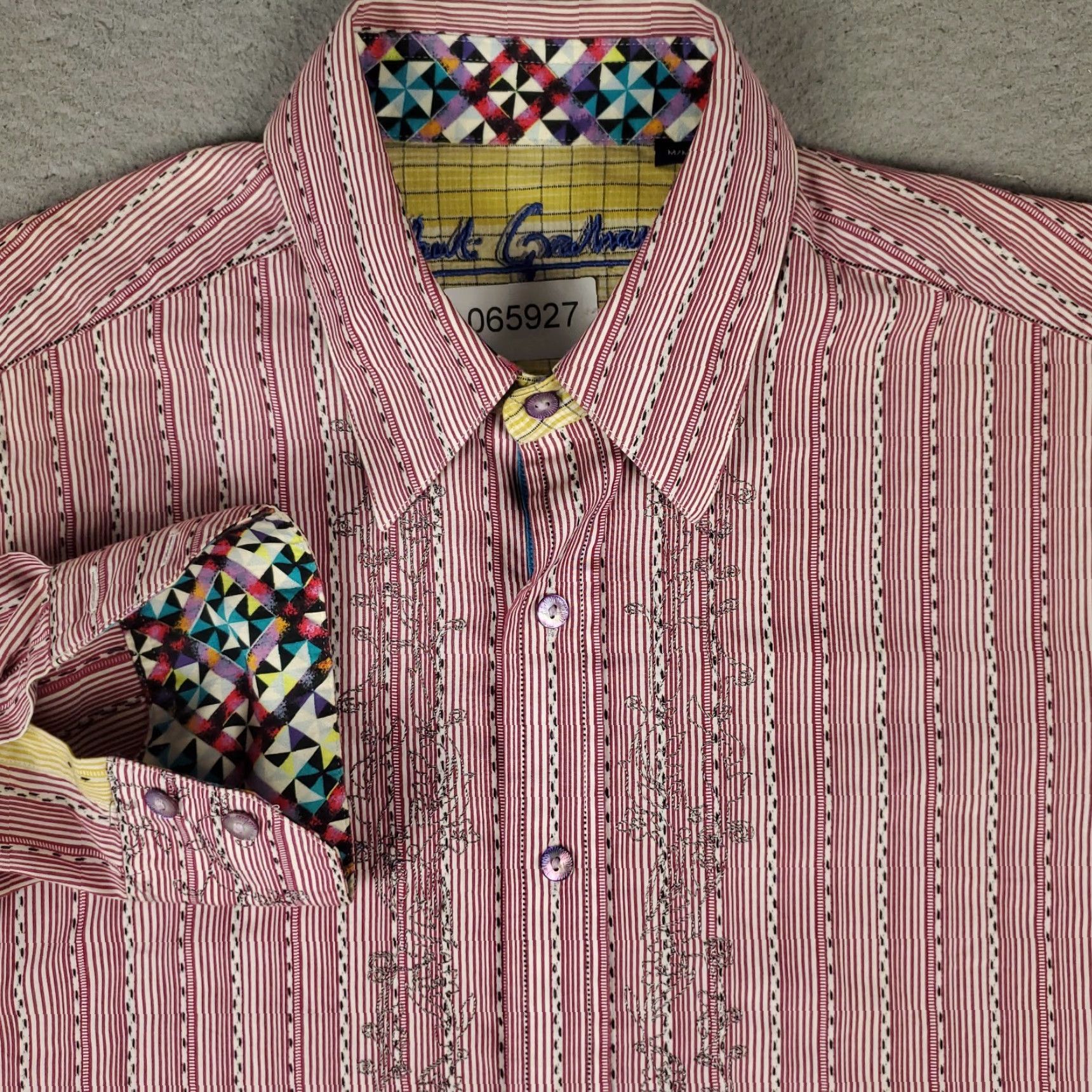 Robert Graham Robert Graham Shirt Mens M Red Striped Button-Up Long Sleeve Size US M / EU 48-50 / 2 - 2 Thumbnail