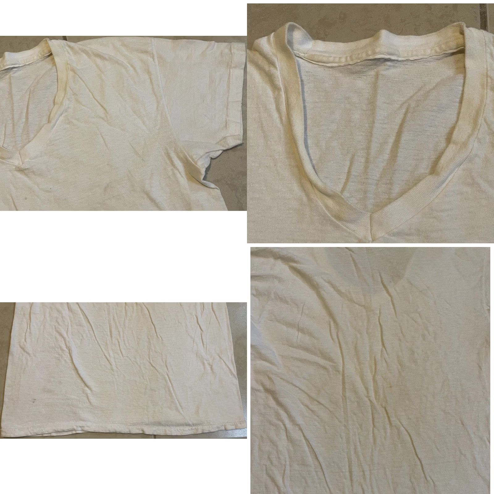 Thrasher VINTAGE Thrashed Faded V Neck Shirt M White 70s 80s Grunge Punk Skate Track & Field USA Sports USA Mens T-Shirt Size US M / EU 48-50 / 2 - 8 Thumbnail