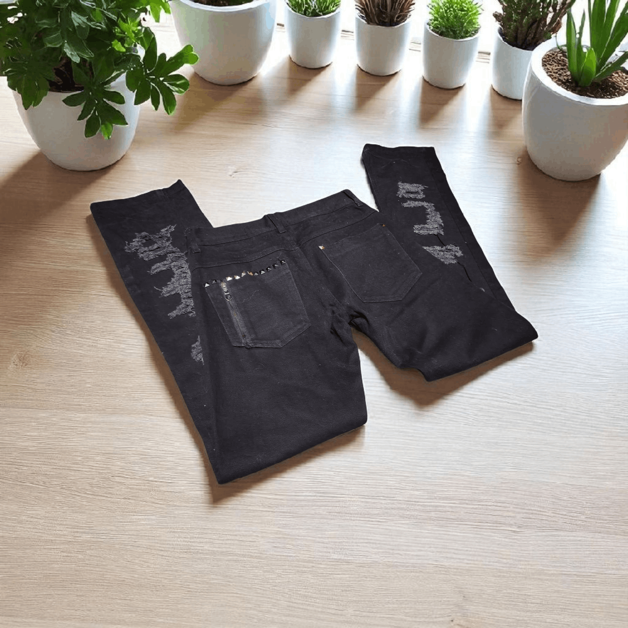 Japanese Brand the black gene rapped jeans punk style Size US 31 - 3 Thumbnail