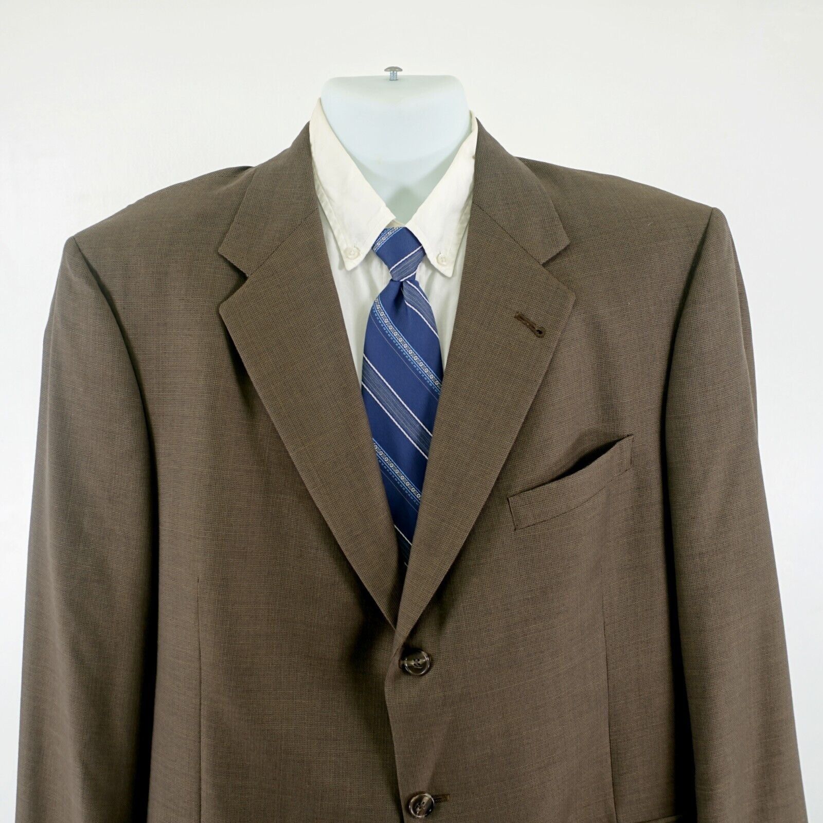 Hart Schaffner Marx DAMAGED Hart Schaffner Marx Wool Brown Check 46L 3 Button Bl Size 46L - 1 Thumbnail