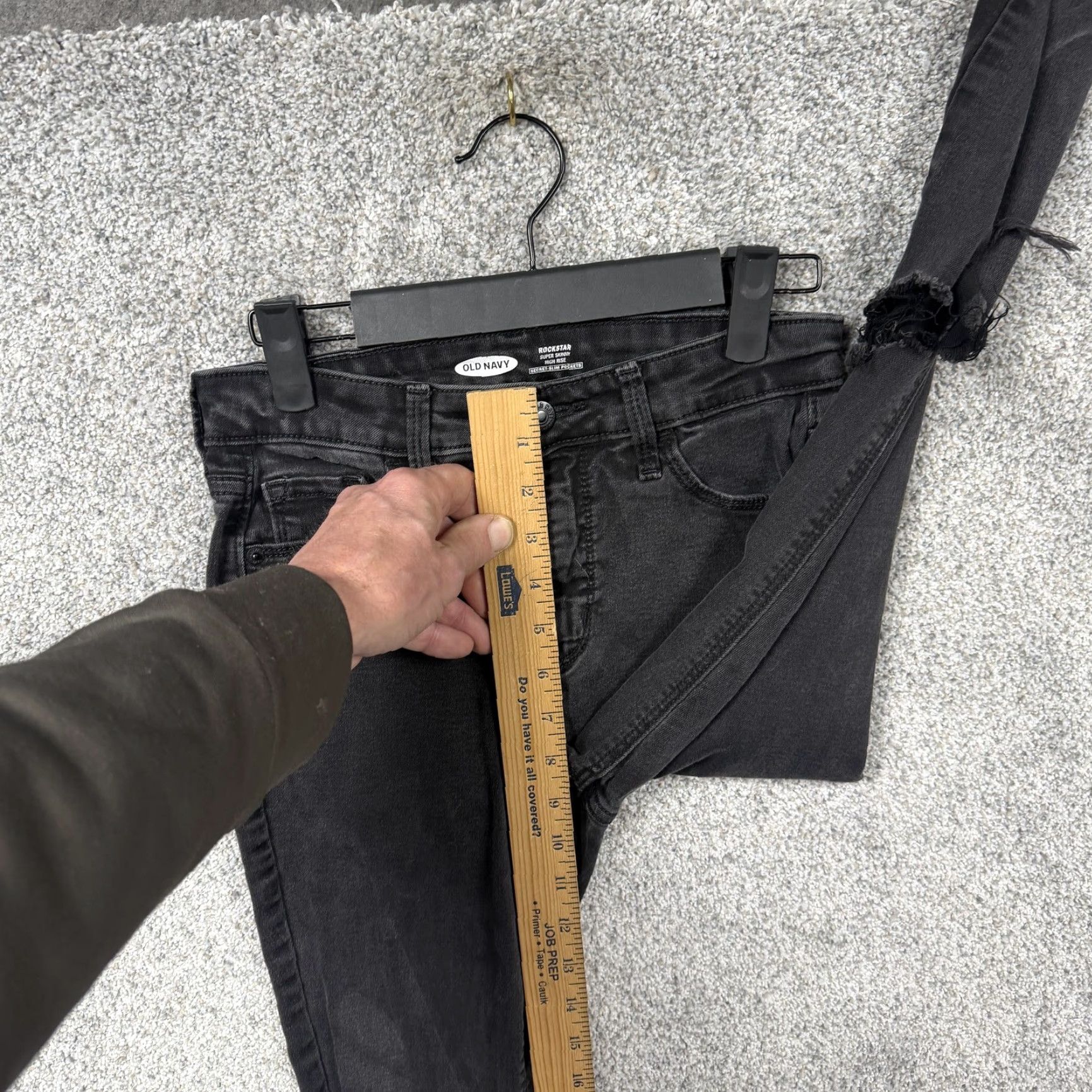 Old Navy Old Navy Rockstar Super Skinny Jeans Women 2 26x26.5 Black High Rise Secret Slim Distressed Pockets Stretch Denim Five-Pocket Jeans Womens Size 26" / US 2 / IT 38 - 5 Thumbnail