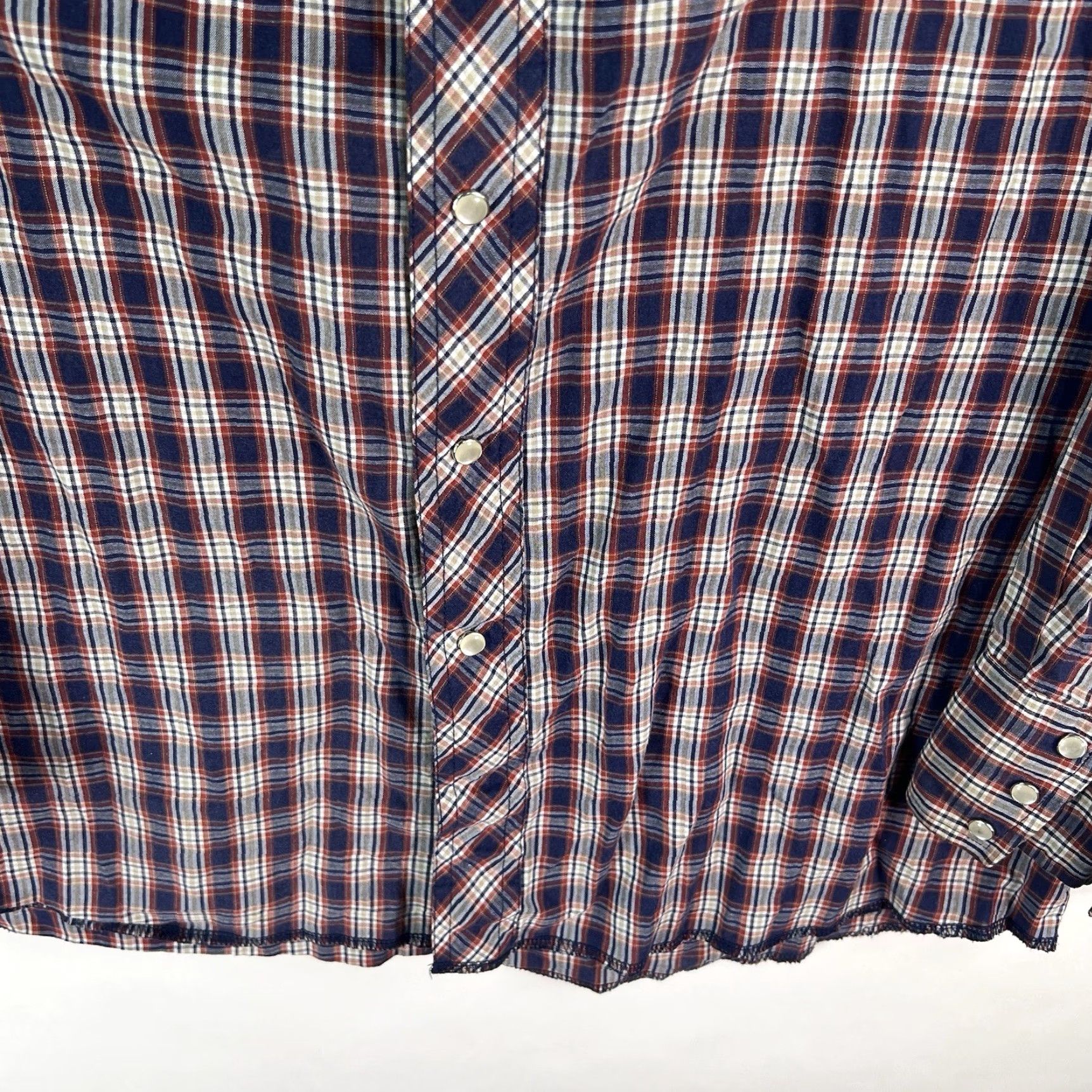 Wrangler VINTAGE Wrangler Shirt Mens LT Blue Plaid Western Cowboy Rodeo Pearl Snap Button Size US L / EU 52-54 / 3 - 4 Thumbnail