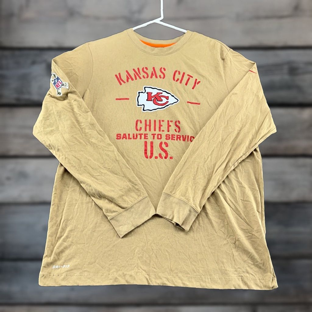 Nike Nike Kansas City Chiefs Shirt Mens L Brown Salute to Service Long Sleeve NFL Shirt Mens L Brown Nike Size US L / EU 52-54 / 3 - 1 Thumbnail