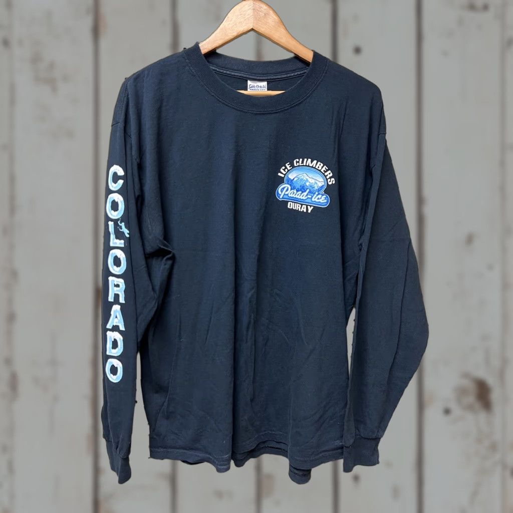 Gildan Mens XL Ouray Colorado Black Long Sleeve Black T-shirt Graphic Size US XL / EU 56 / 4 - 1 Thumbnail
