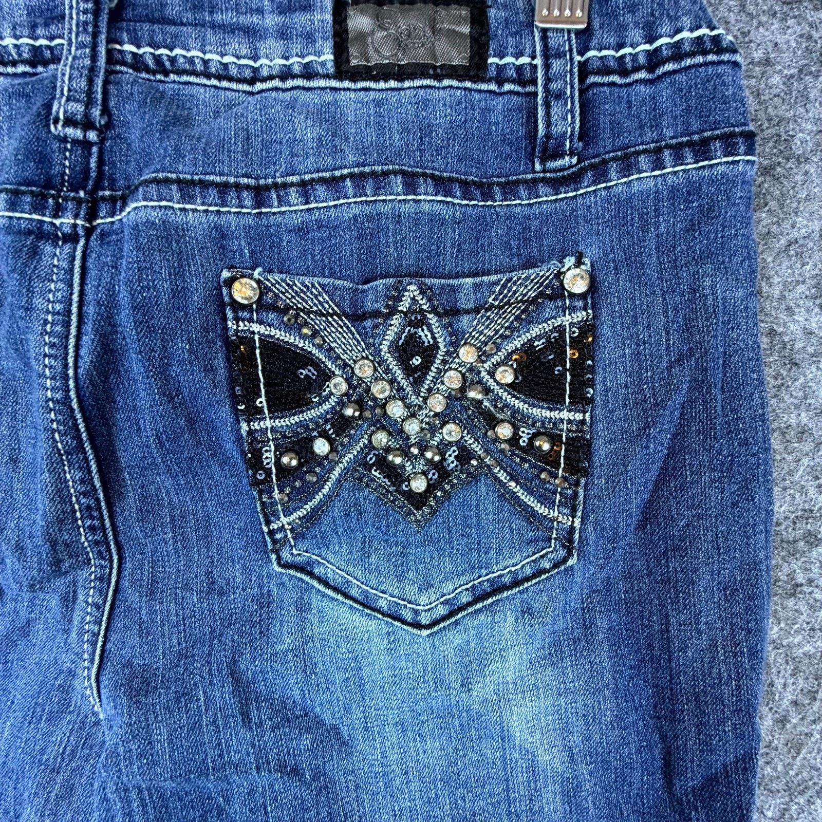 Earl Jeans Earl Jean Jeans Womens 6P Blue Y2K Denim Stretch Embellished Size 30" / US 8 / IT 44 - 9 Thumbnail