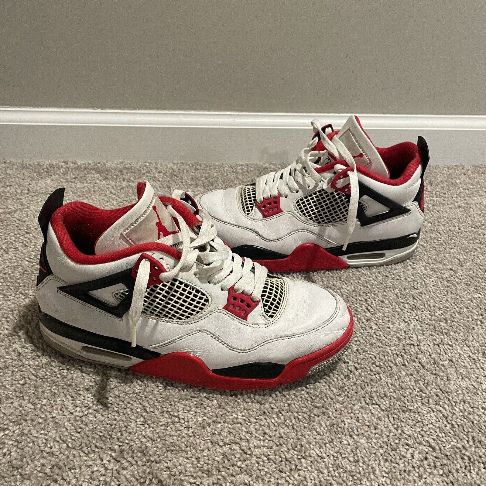 image of Size 9- Air Jordan 4 Retro OG Mid Fire Red 2020 Dc7770-160 Shoes in White, Men's