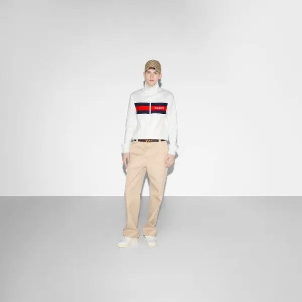 Gucci o1loc1c1225 787872 Neoprene Zipped Jacket With Web in White Size US S / EU 44-46 / 1 - 2 Thumbnail