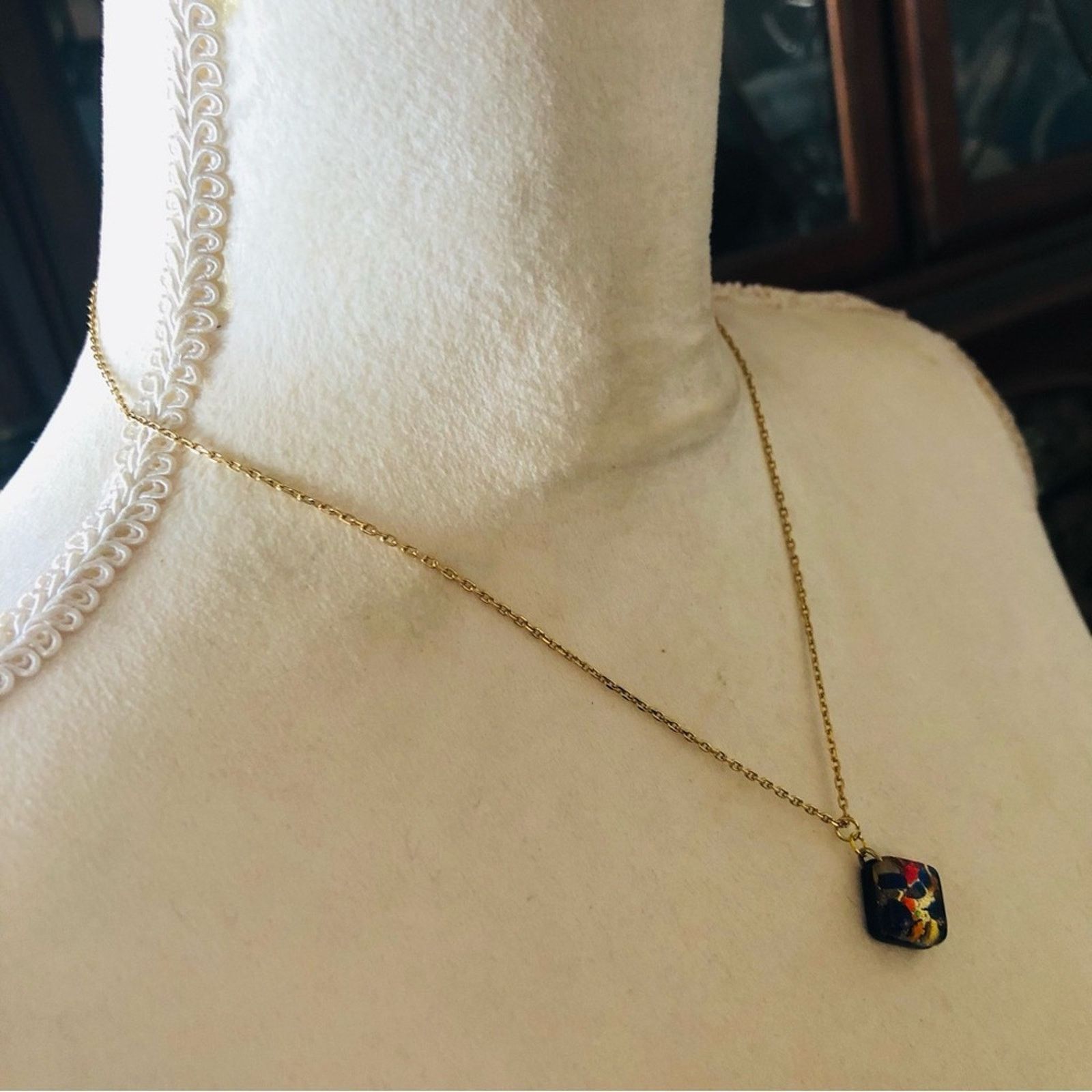 Handmade Hand crafted stained glass art pendant on chain necklace Size ONE SIZE - 6 Thumbnail