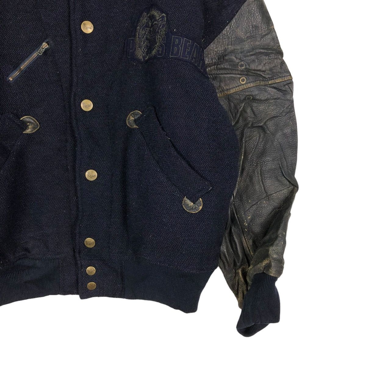 Japanese Brand 🔥VINTAGE LEATHER JACKET JUMPER STADIUM PAPAS BIG LOGO Size US M / EU 48-50 / 2 - 7 Thumbnail