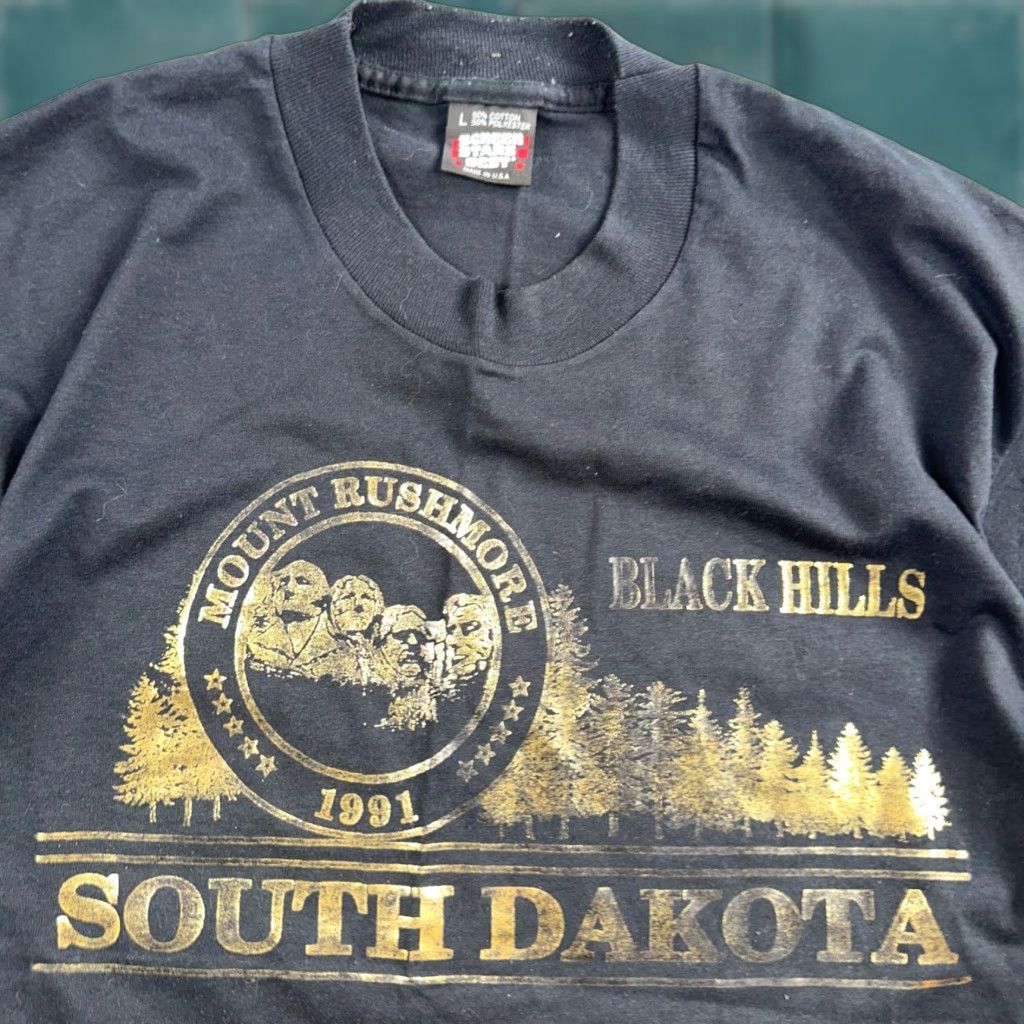Vintage VINTAGE South Dakota Mount Rushmore Graphic 90s T Shirt Black Hills USA Screen Stars Adult L Mens Size US L / EU 52-54 / 3 - 1 Thumbnail