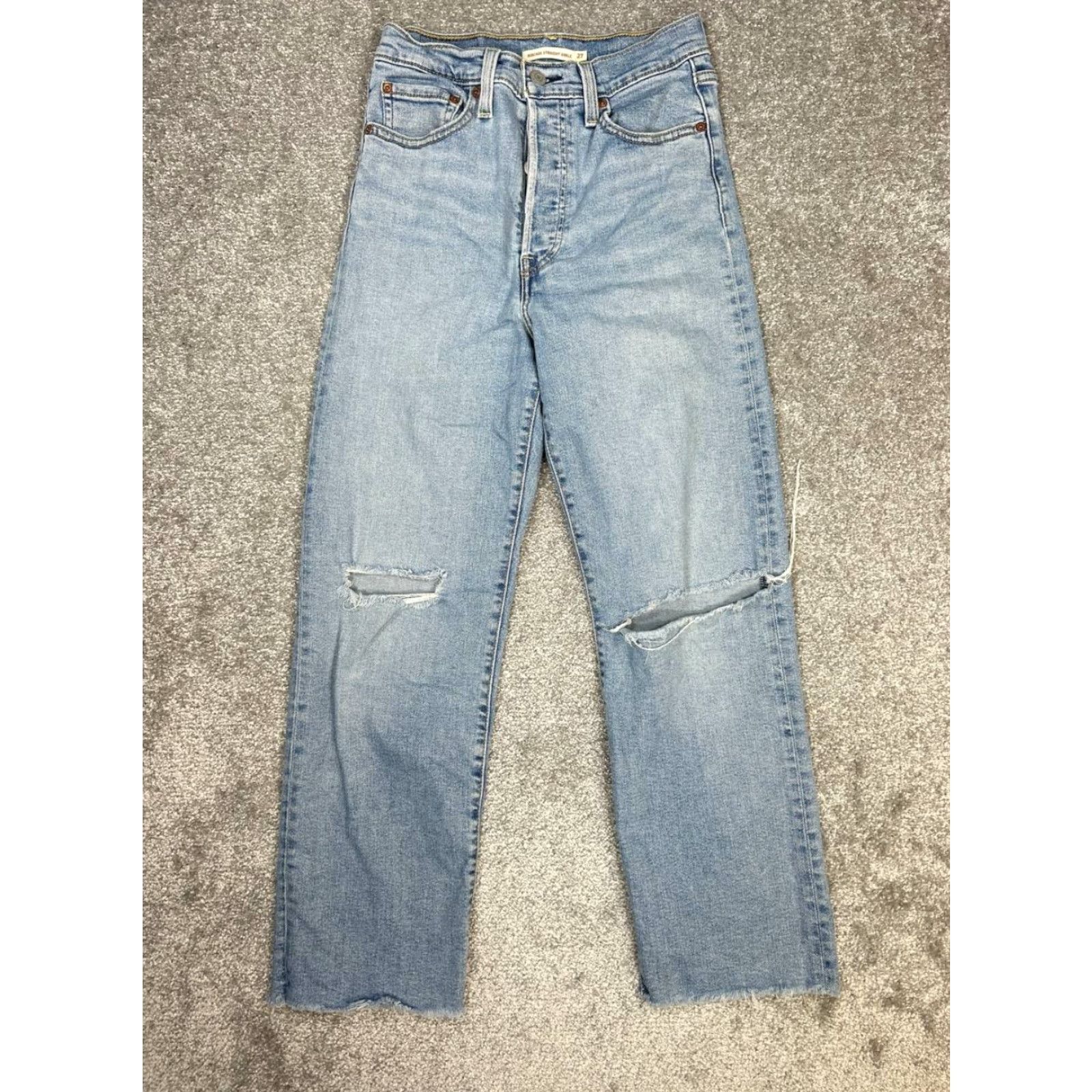 Levi's Levi's Ribcage Jeans Womens Straight High Rise 27 Blue Cotton Denim 5-Pocket Regular Button Closure Vintage No Size 27" / US 4 / IT 40 - 2 Thumbnail