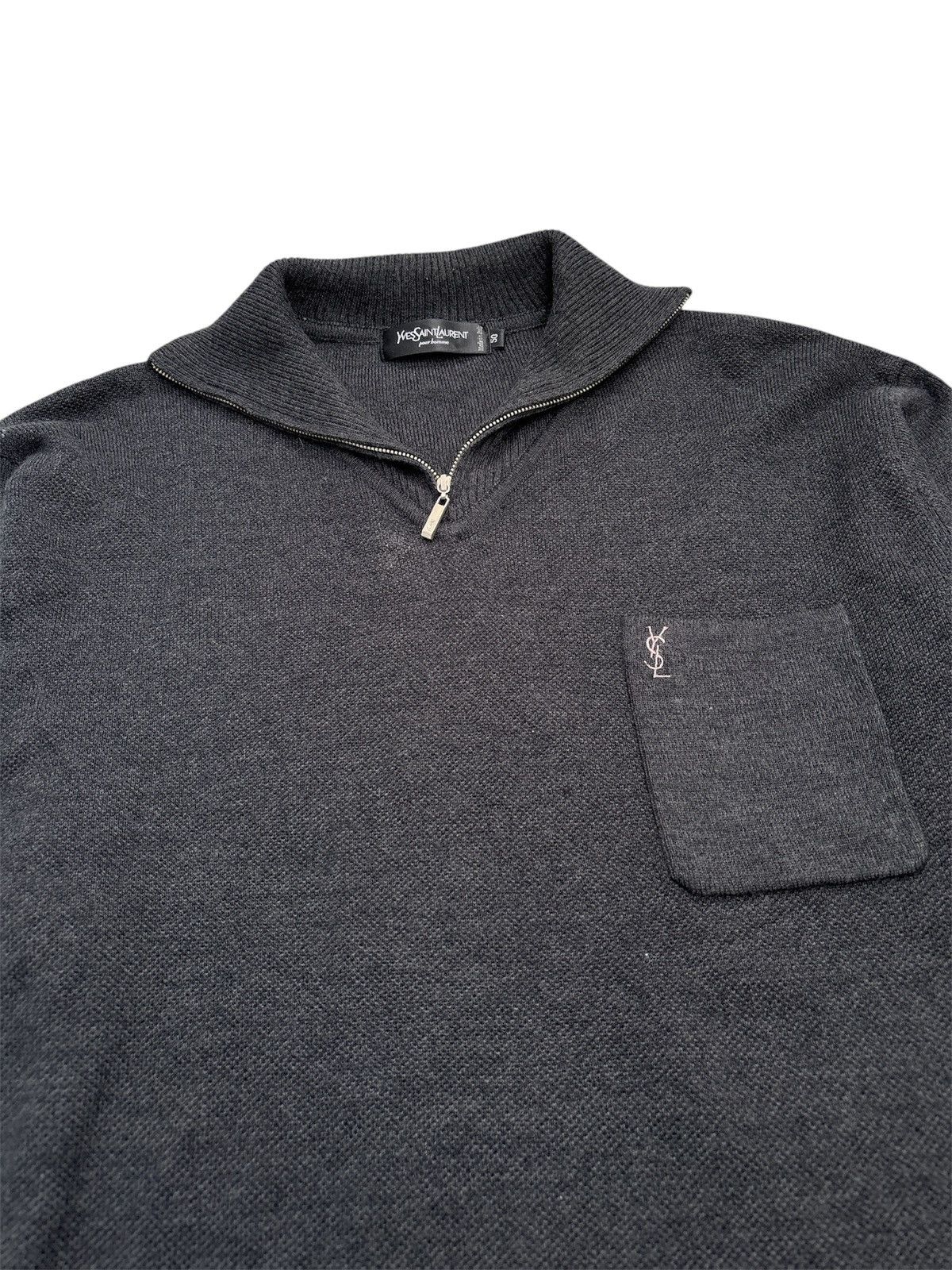 Saint Laurent Paris × Yves Saint Laurent 1980s Half Zip Wool Sweater Size US M / EU 48-50 / 2 - 2 Thumbnail