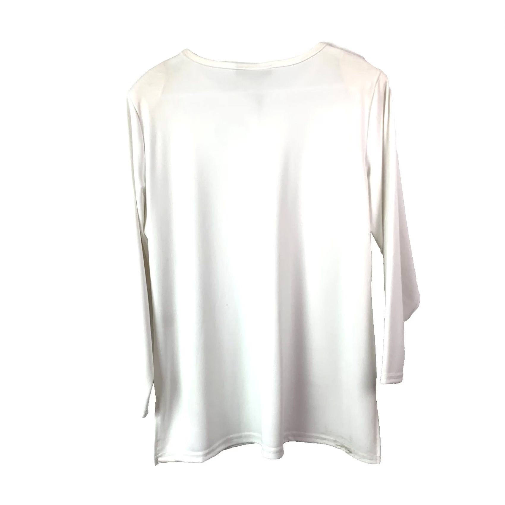 Equipment VINTAGE Basic Equipment White Blouse Shirt XL Women’s Long Sleeve Round Neck Pullover Casual Sheer with Shoulder Pads Size XL / US 12-14 / IT 48-50 - 5 Thumbnail
